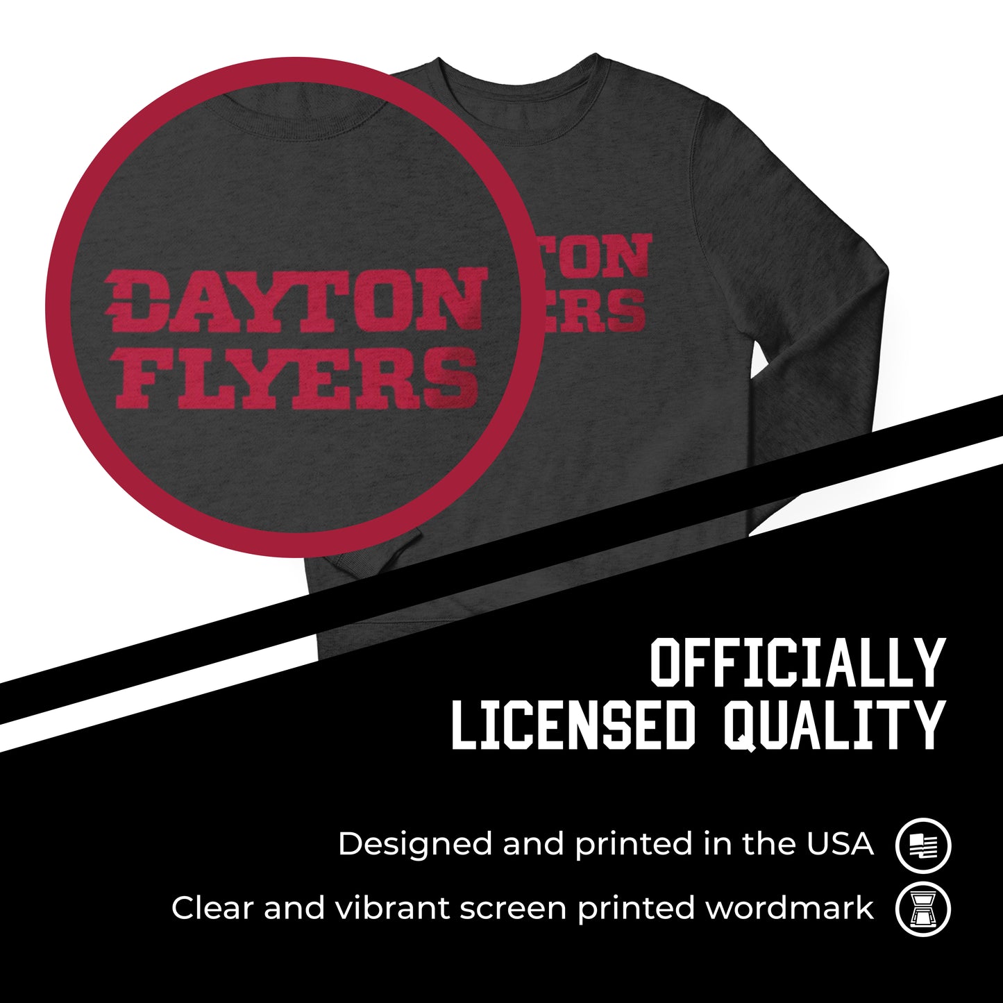 Dayton Flyers NCAA Adult Charcoal Crewneck Fleece Sweatshirt - Charcoal