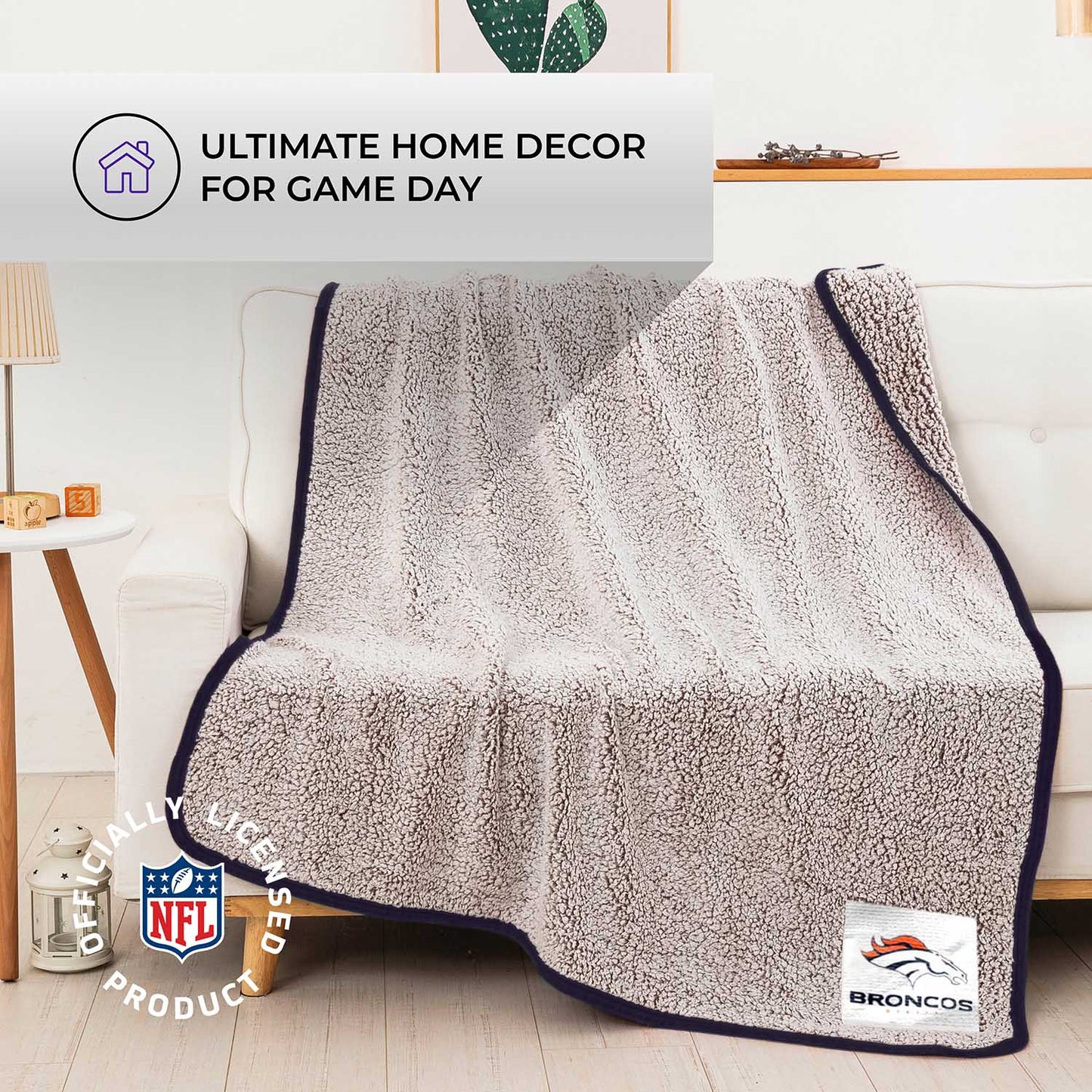 Denver Broncos NFL Silk Touch Sherpa Throw Blanket - Navy