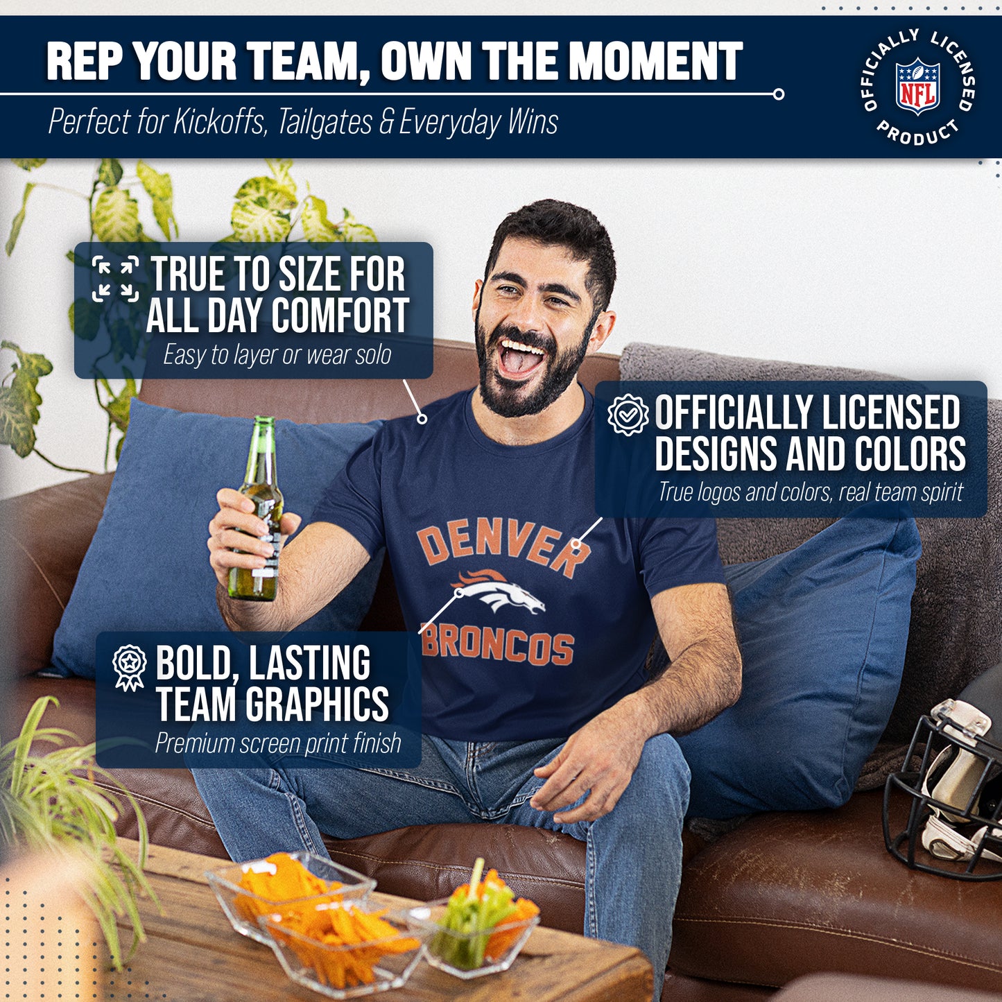 Denver Broncos NFL Adult Gameday T-Shirt - Navy
