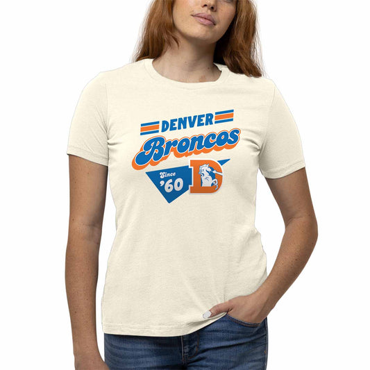 Denver Broncos NFL Womens Vintage Charm Tag-Less Soft T-Shirt - Birch