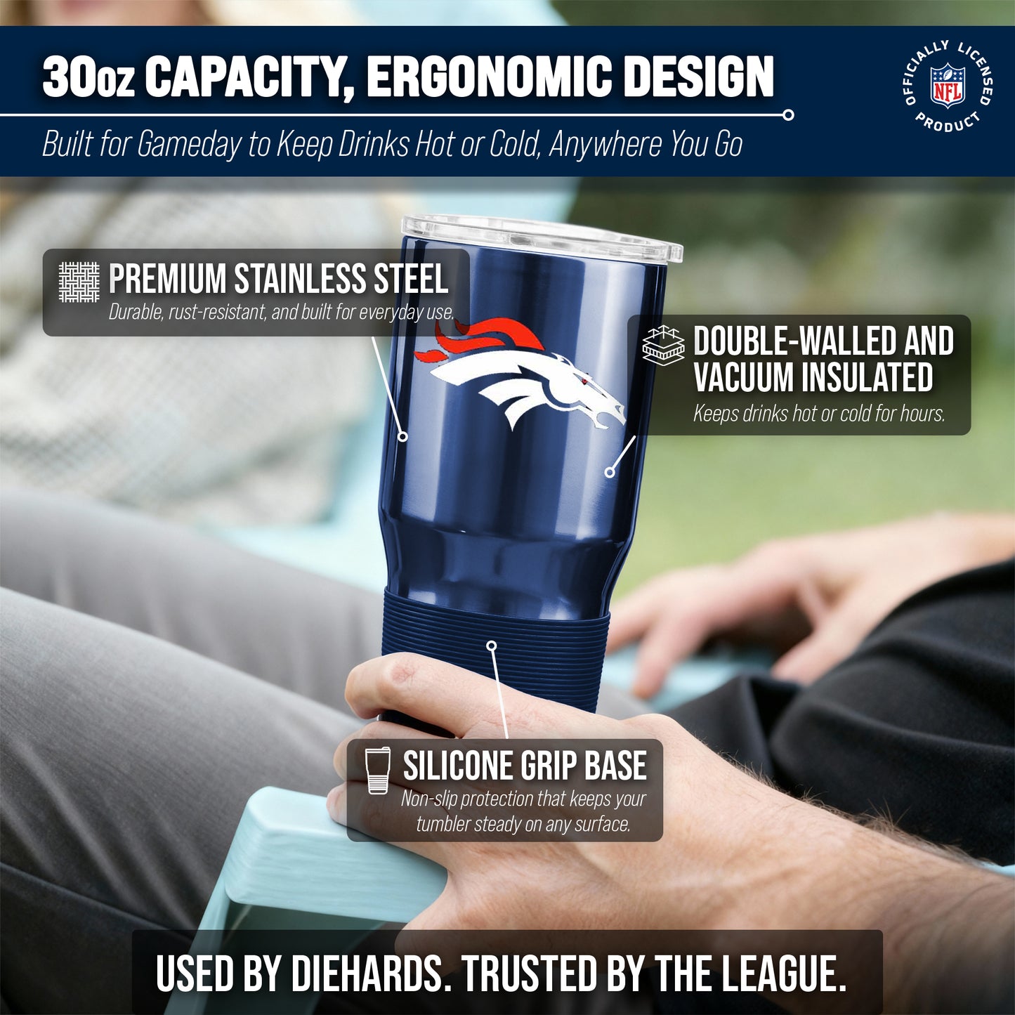 Denver Broncos NFL 30oz Gameday Stainless Steel Tumbler - Navy