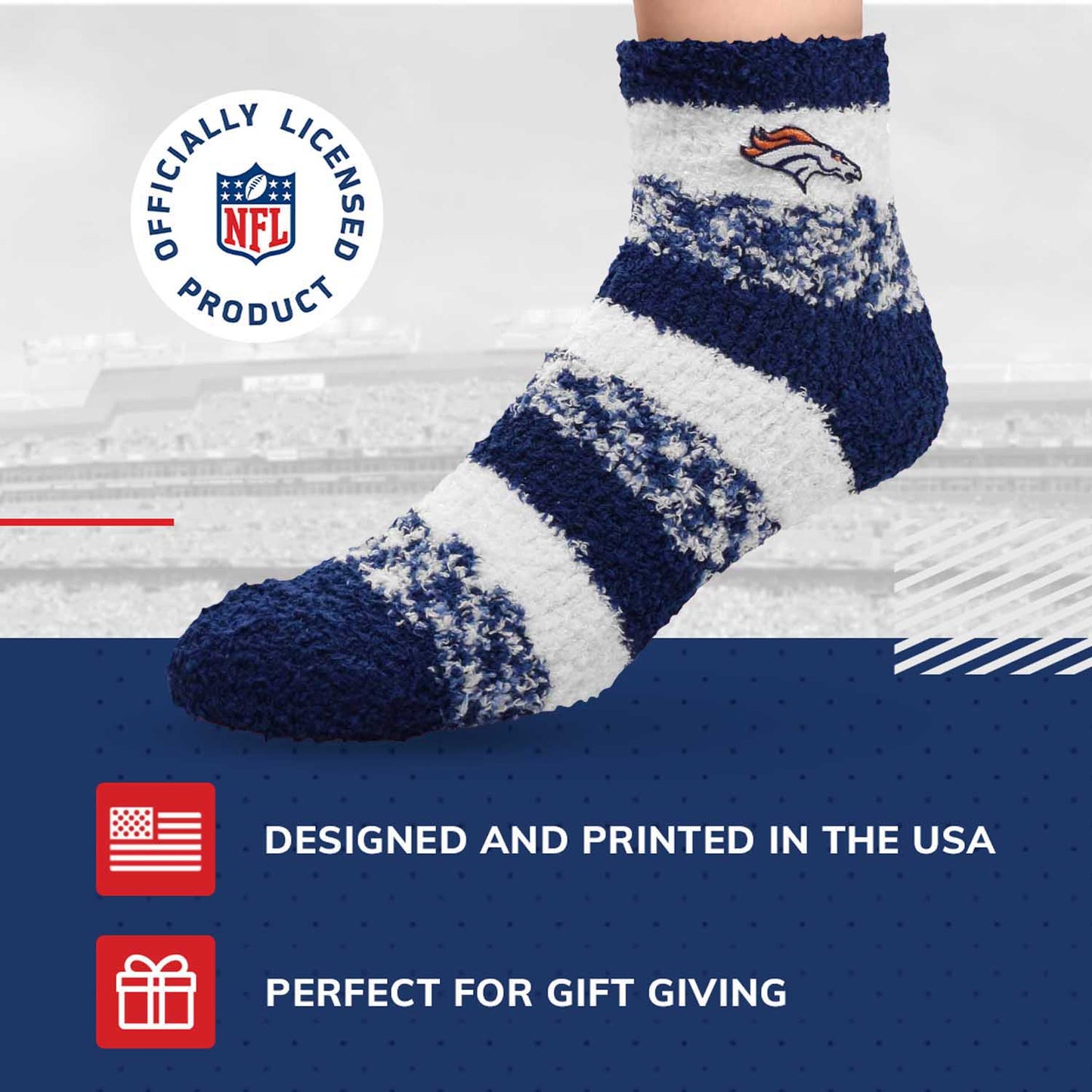 Denver Broncos NFL Cozy Soft Slipper Socks - Navy