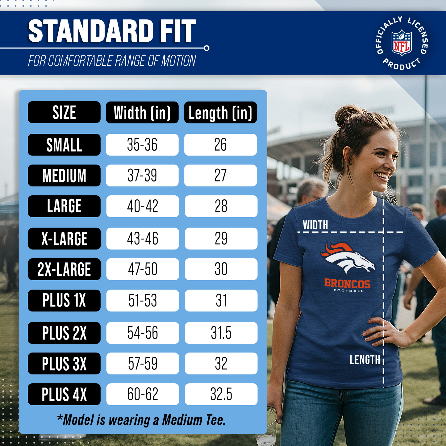 Denver Broncos Women's NFL Ultimate Fan Logo Short Sleeve T-Shirt - Navy