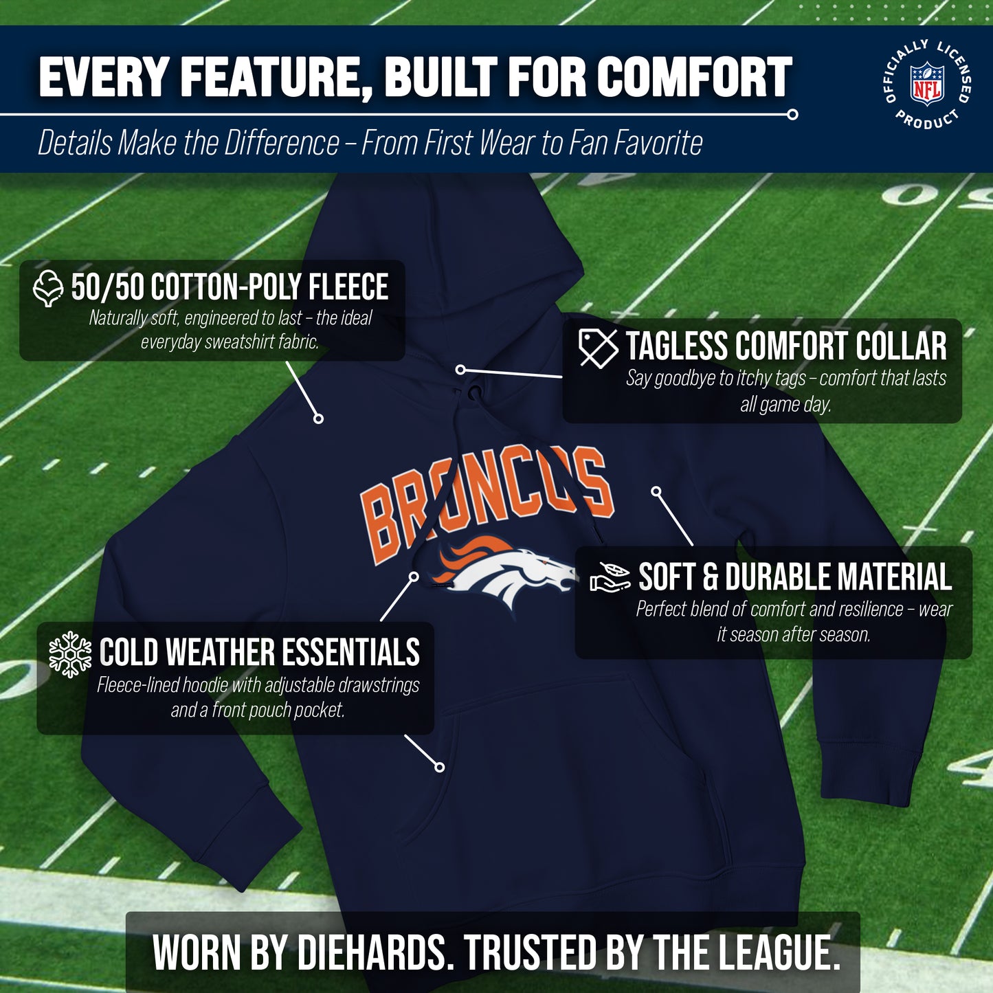 Denver Broncos NFL Home Team Hoodie - Navy