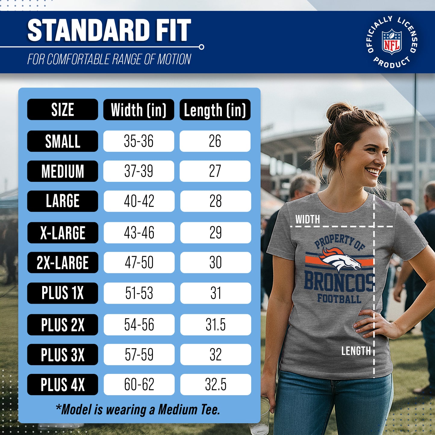 Denver Broncos NFL Womens Short Sleeve Property of Tshirt - Gray