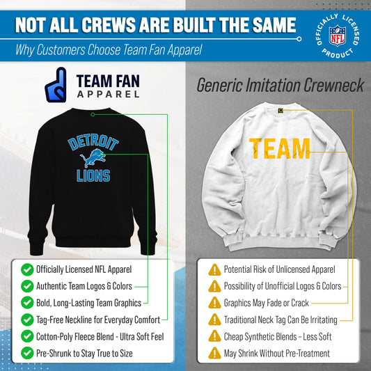 Detroit Lions NFL Gameday Adult Crewneck Sweatshirt - Black