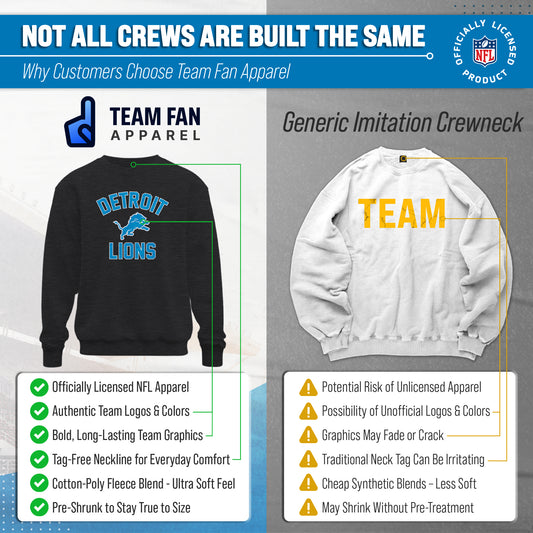 Detroit Lions NFL Gameday Adult Crewneck Sweatshirt - Heathered Charcoal