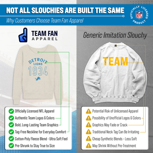 Detroit Lions NFL Womens Big Date Slouchy Crewneck - Natural