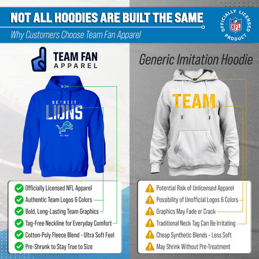 Detroit Lions Adult NFL Diagonal Fade Fleece Hooded Sweatshirt - Royal