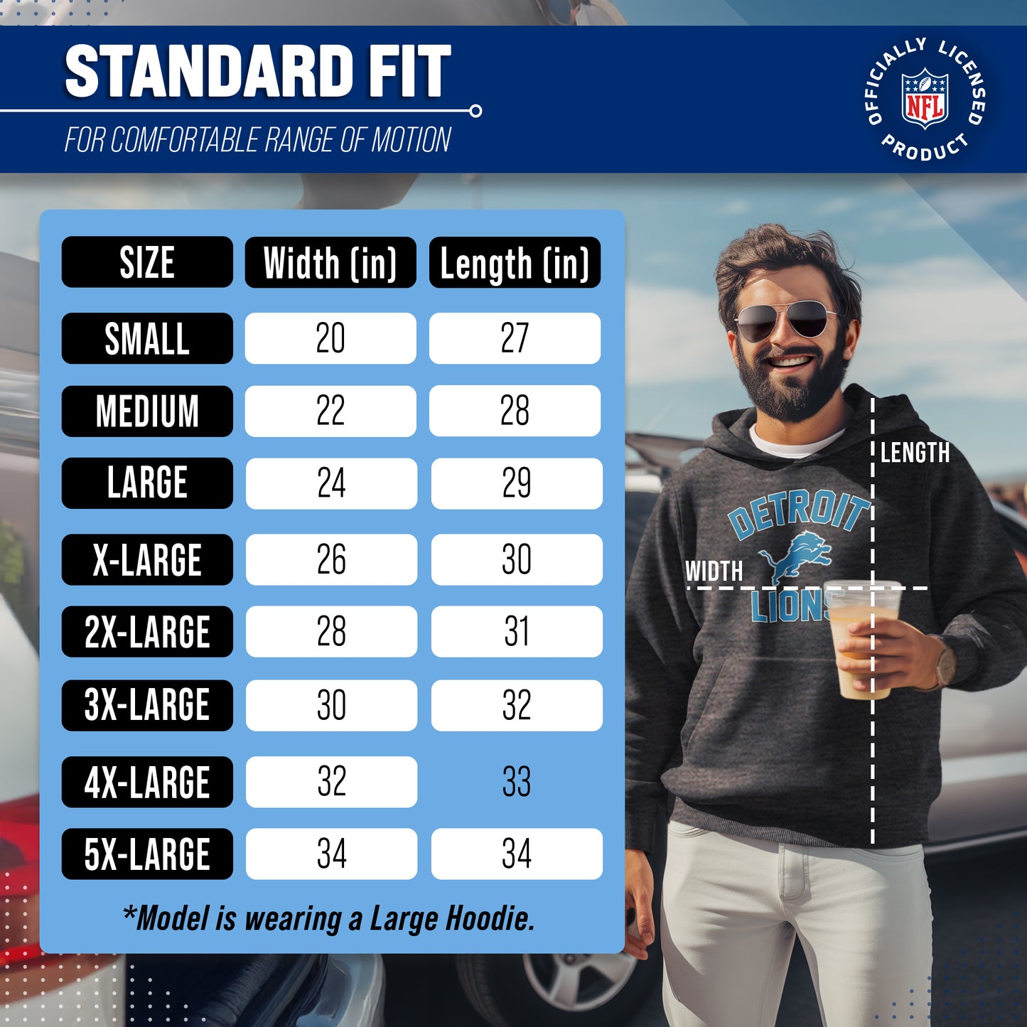 Detroit Lions NFL Adult Gameday Hooded Sweatshirt - Heathered Charcoal