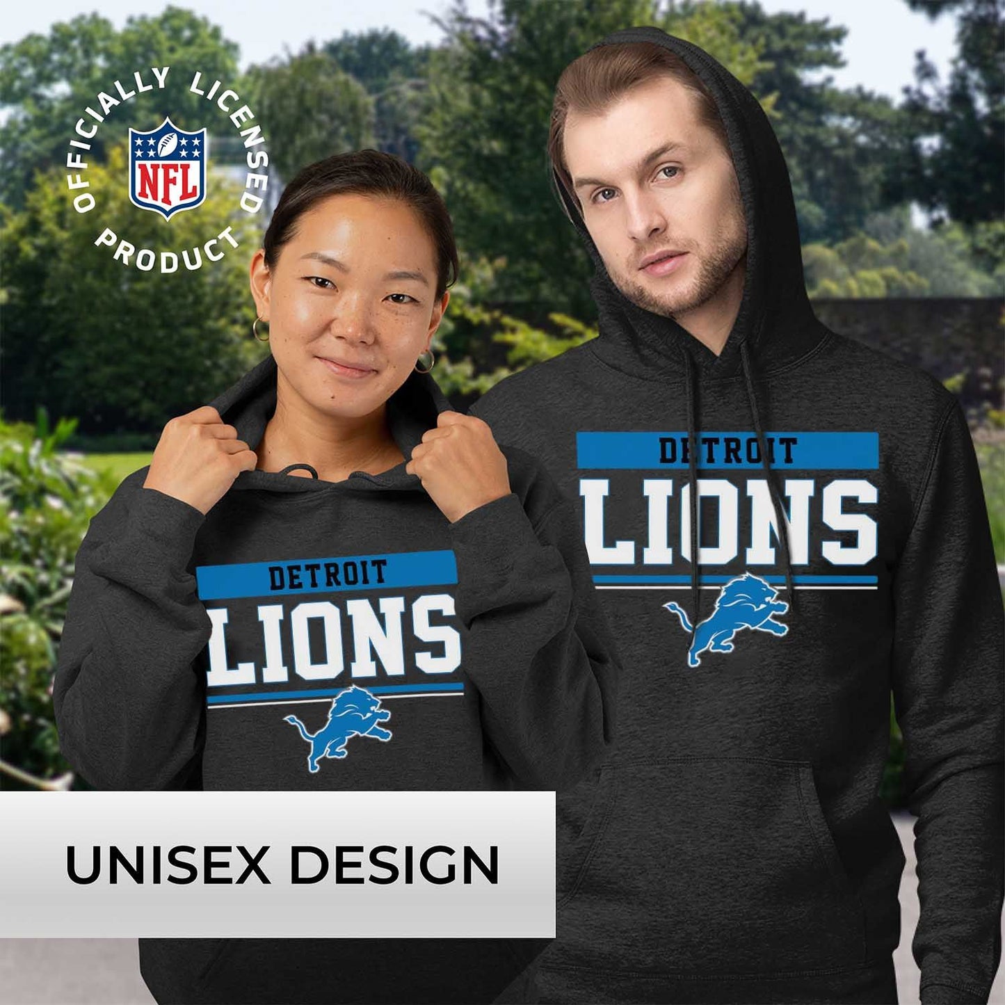 Detroit Lions NFL Adult Gameday Charcoal Hooded Sweatshirt - Charcoal