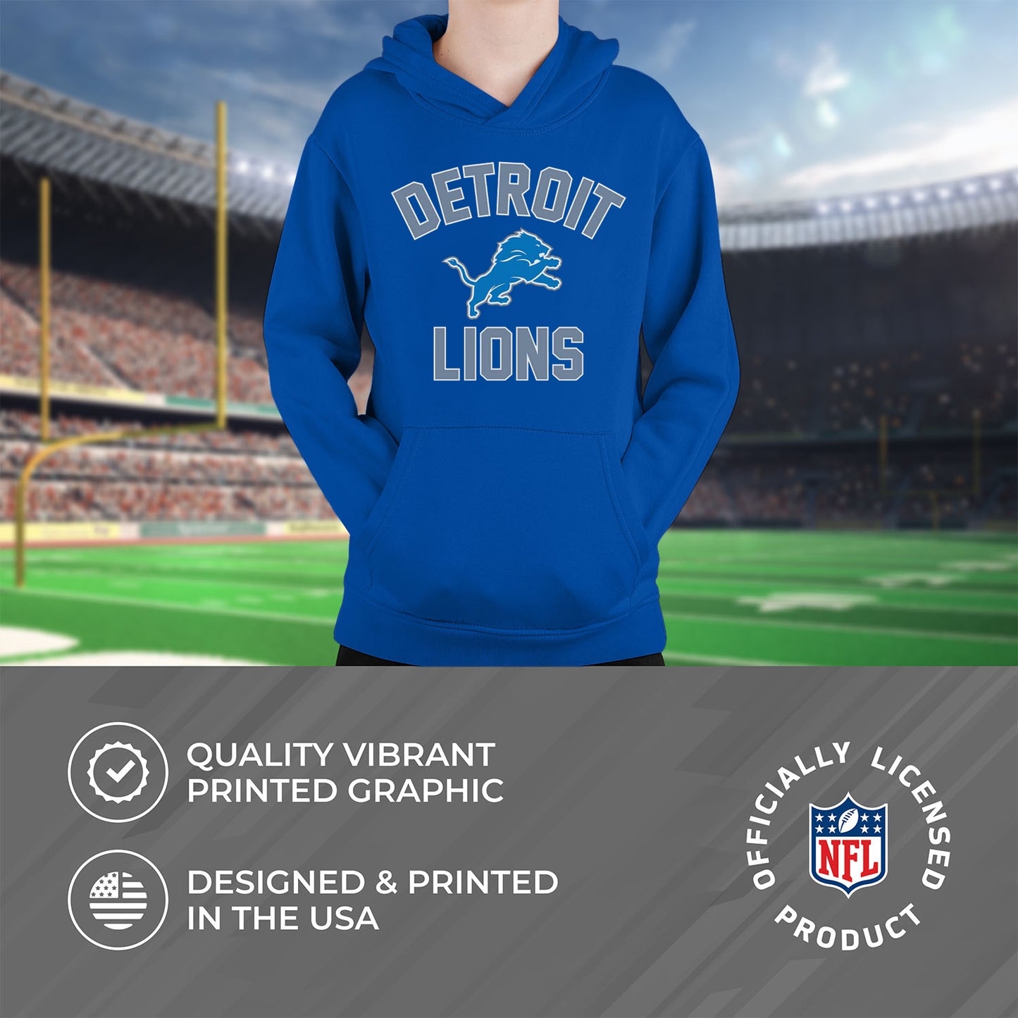 Detroit Lions NFL Youth Gameday Hooded Sweatshirt - Royal