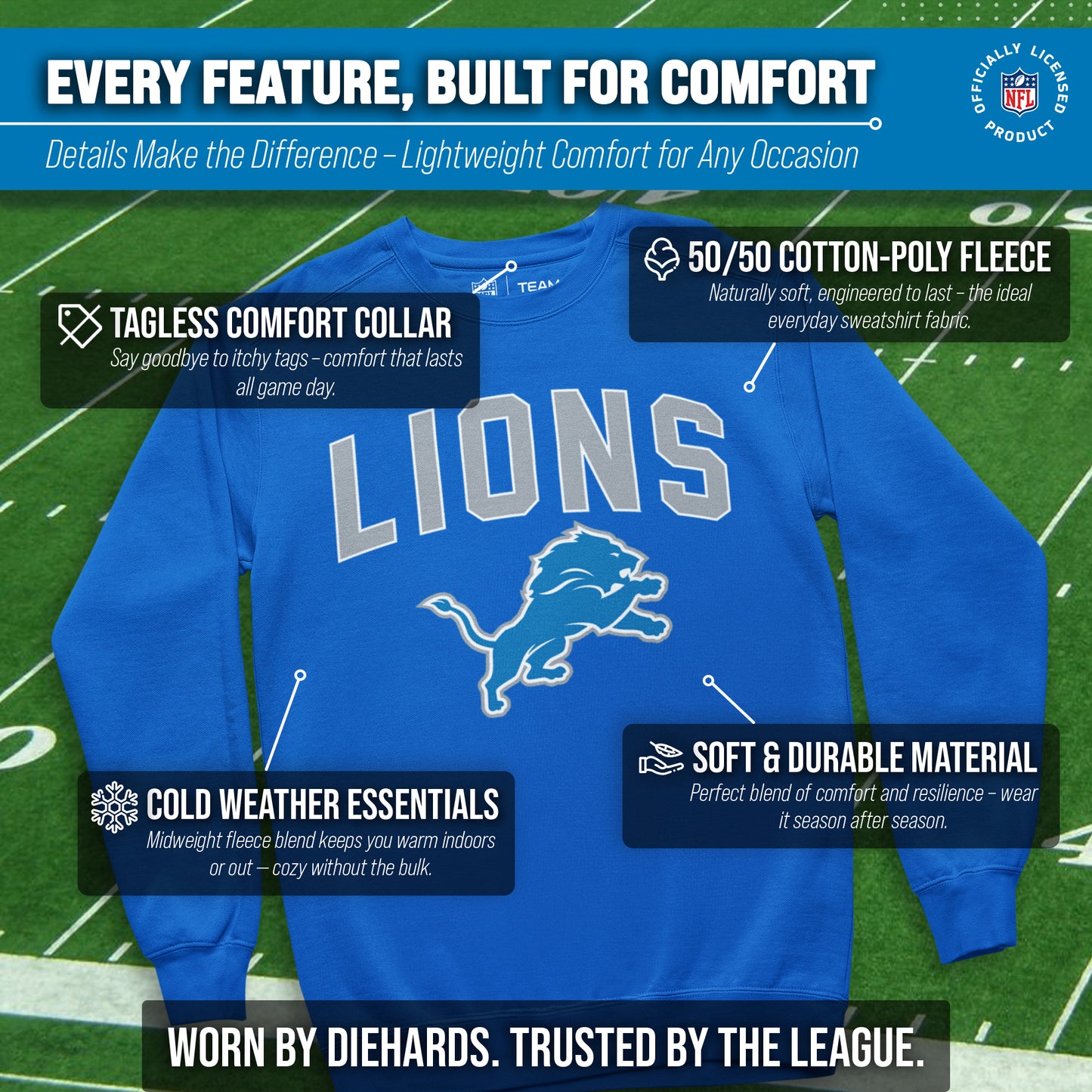 Detroit Lions NFL Home Team Crew - Royal