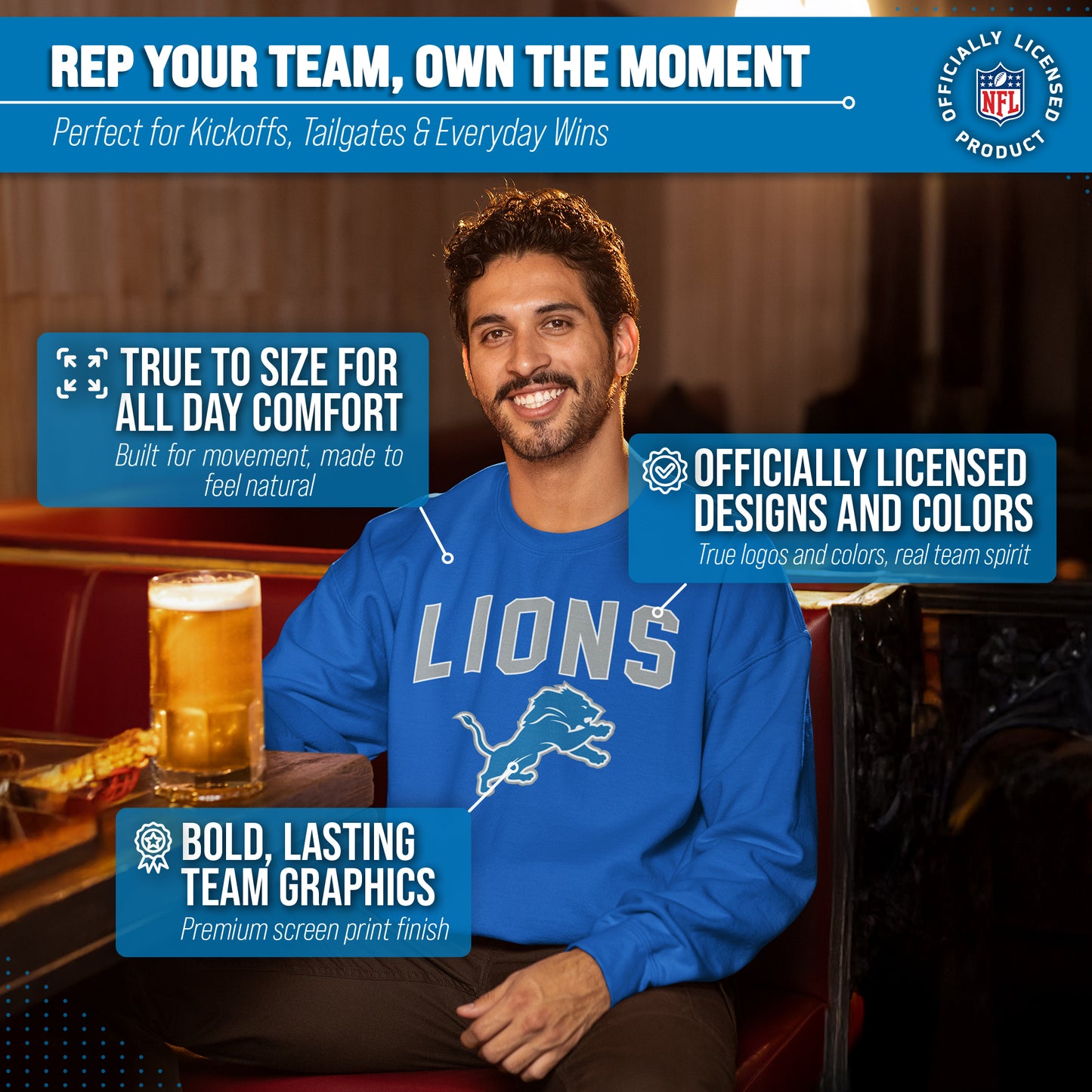 Detroit Lions NFL Home Team Crew - Royal