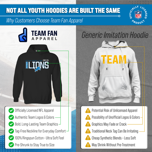 Detroit Lions NFL Youth Modern Endzone Football Fleece Hooded Sweatshirt - Black