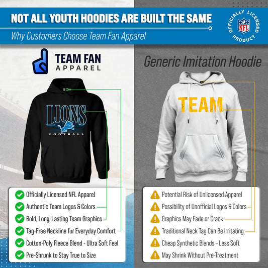 Detroit Lions NFL Youth Overtime Blueprint Football Fleece Hooded Sweatshirt - Black