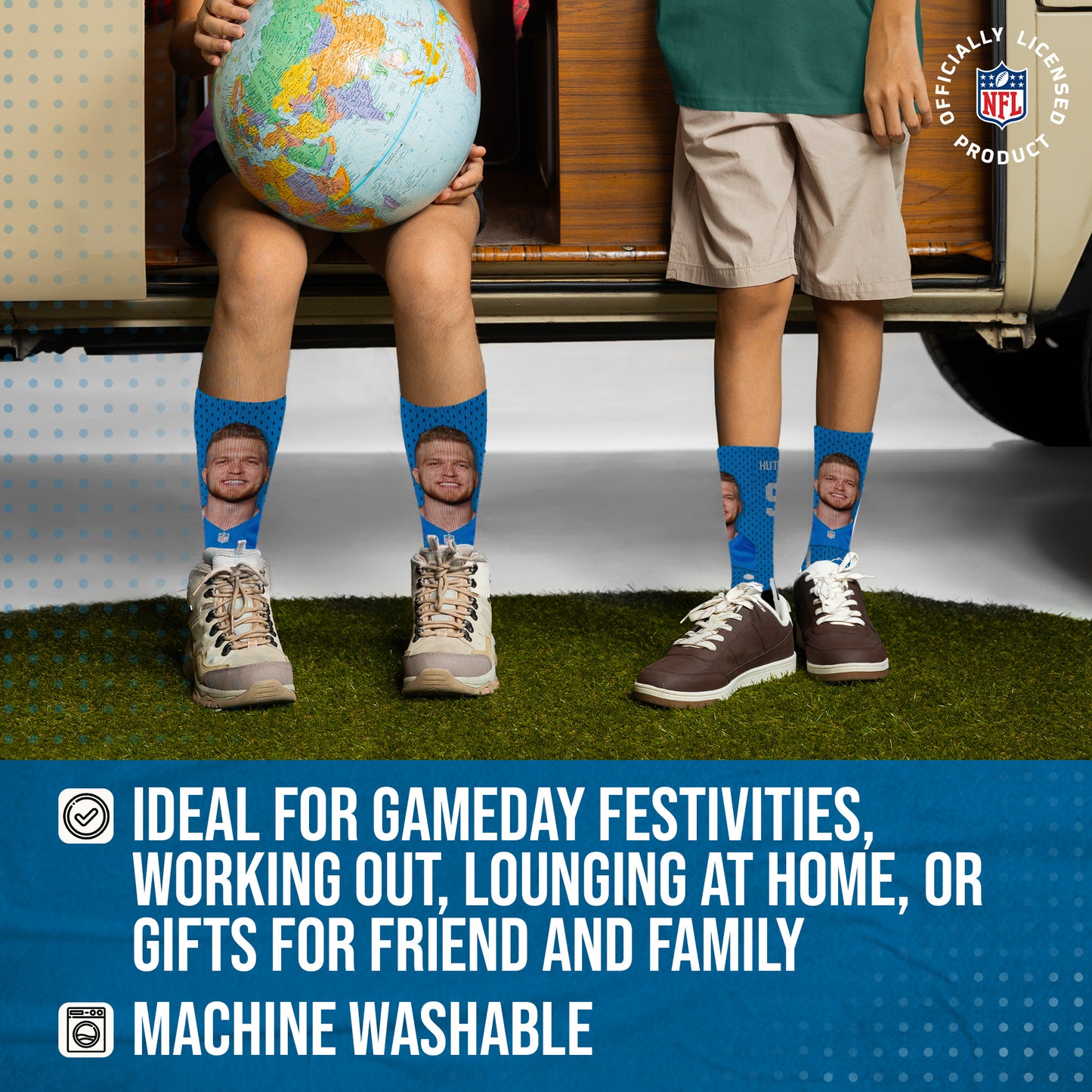 Detroit Lions NFL Youth Roster Player Crew Socks - Blue