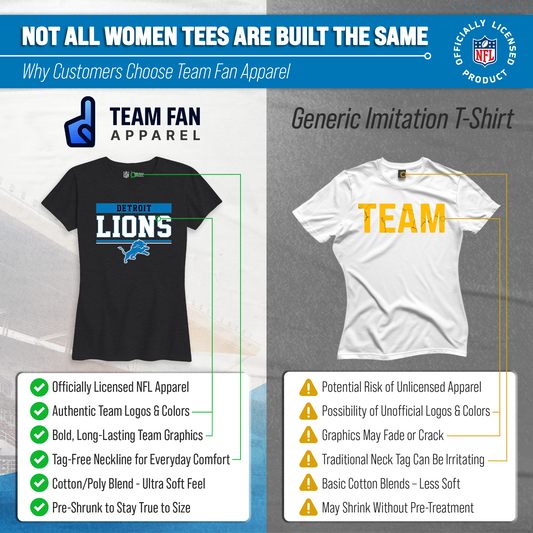 Detroit Lions NFL Women's Team Block Charcoal Tagless T-Shirt - Charcoal