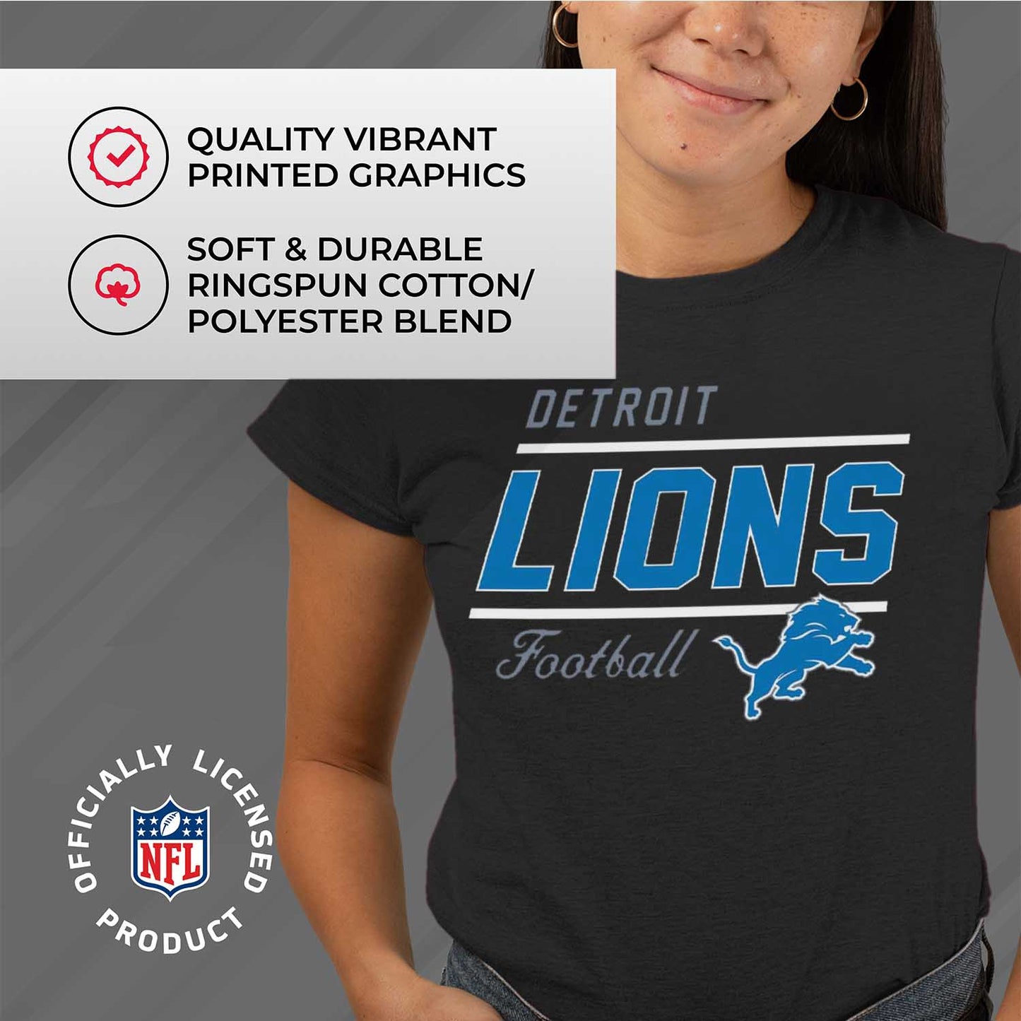 Detroit Lions NFL Gameday Women's Relaxed Fit T-shirt - Black