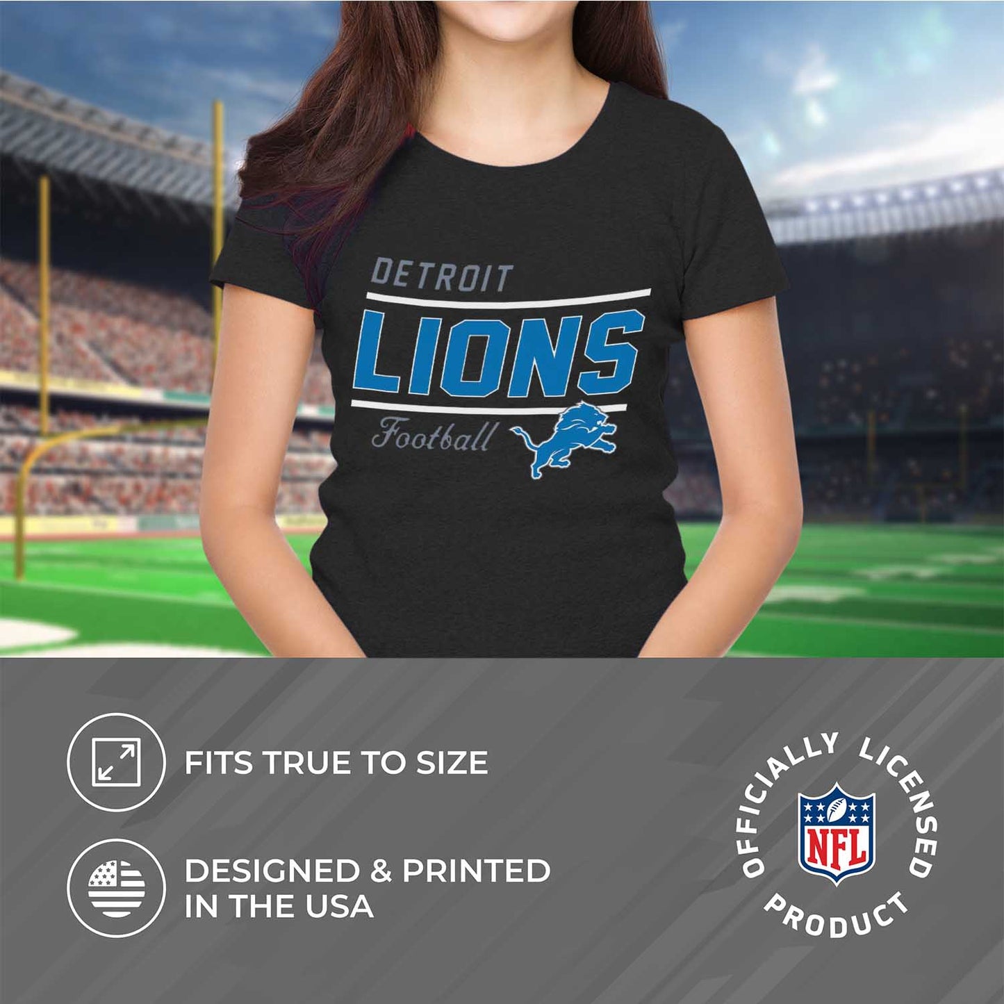 Detroit Lions NFL Gameday Women's Relaxed Fit T-shirt - Black