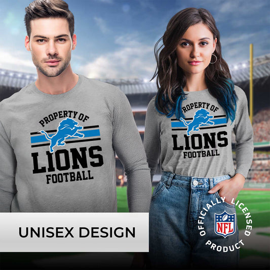 Detroit Lions NFL Adult Property Of Long SleeveT Shirt - Sport Gray