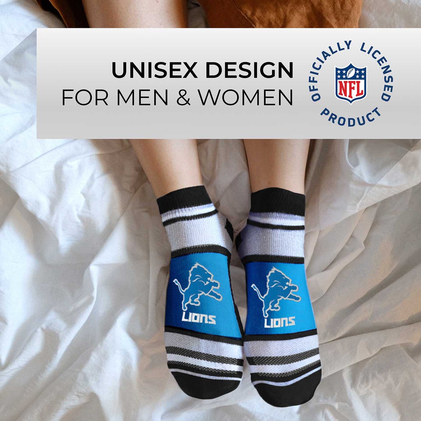 Detroit Lions NFL Adult Marquis Addition No Show Socks - Blue