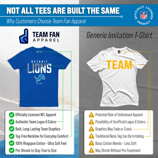 Detroit Lions Adult NFL Diagonal Fade Color Block T-Shirt - Royal