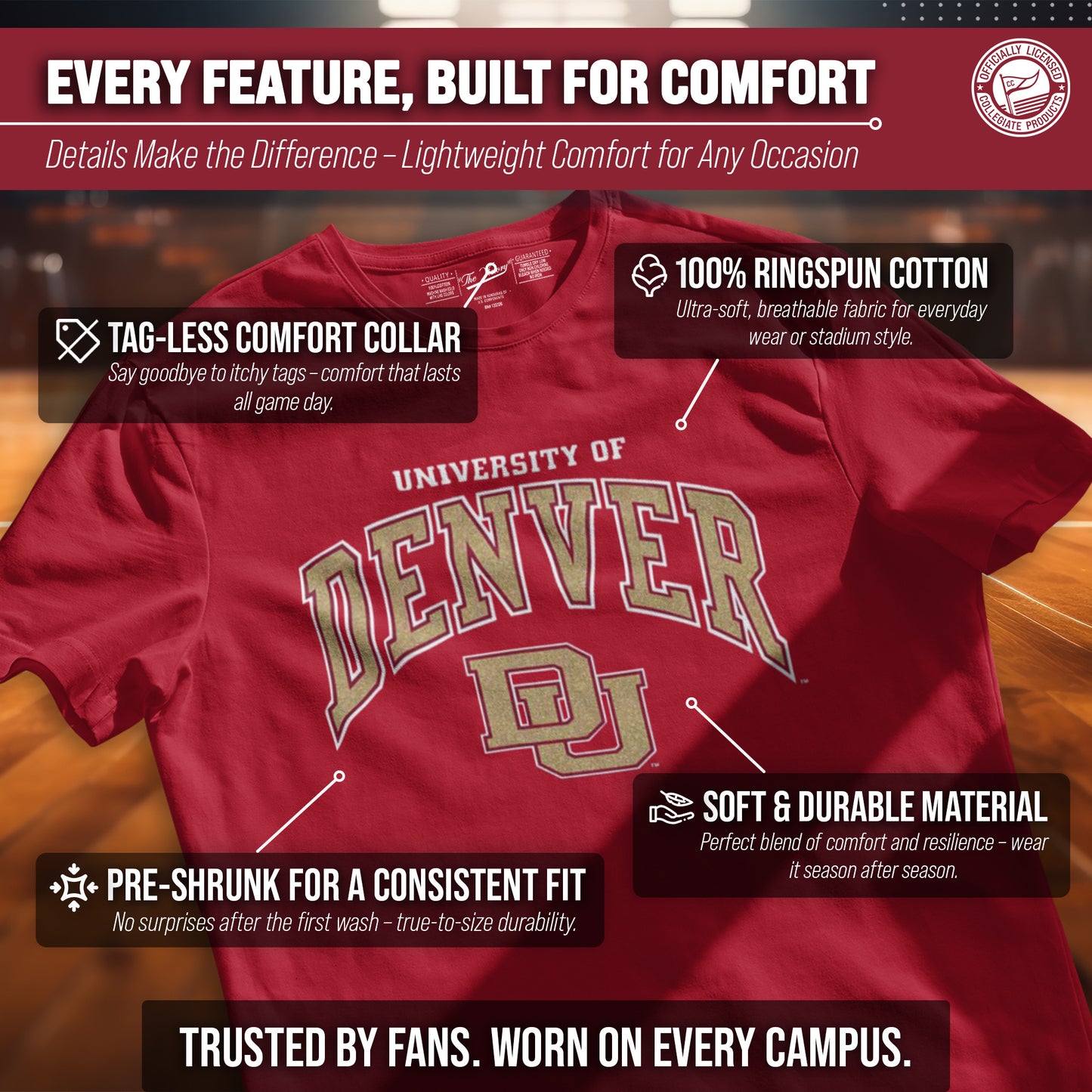 Denver Pioneers NCAA Adult Gameday Cotton T-Shirt - Maroon
