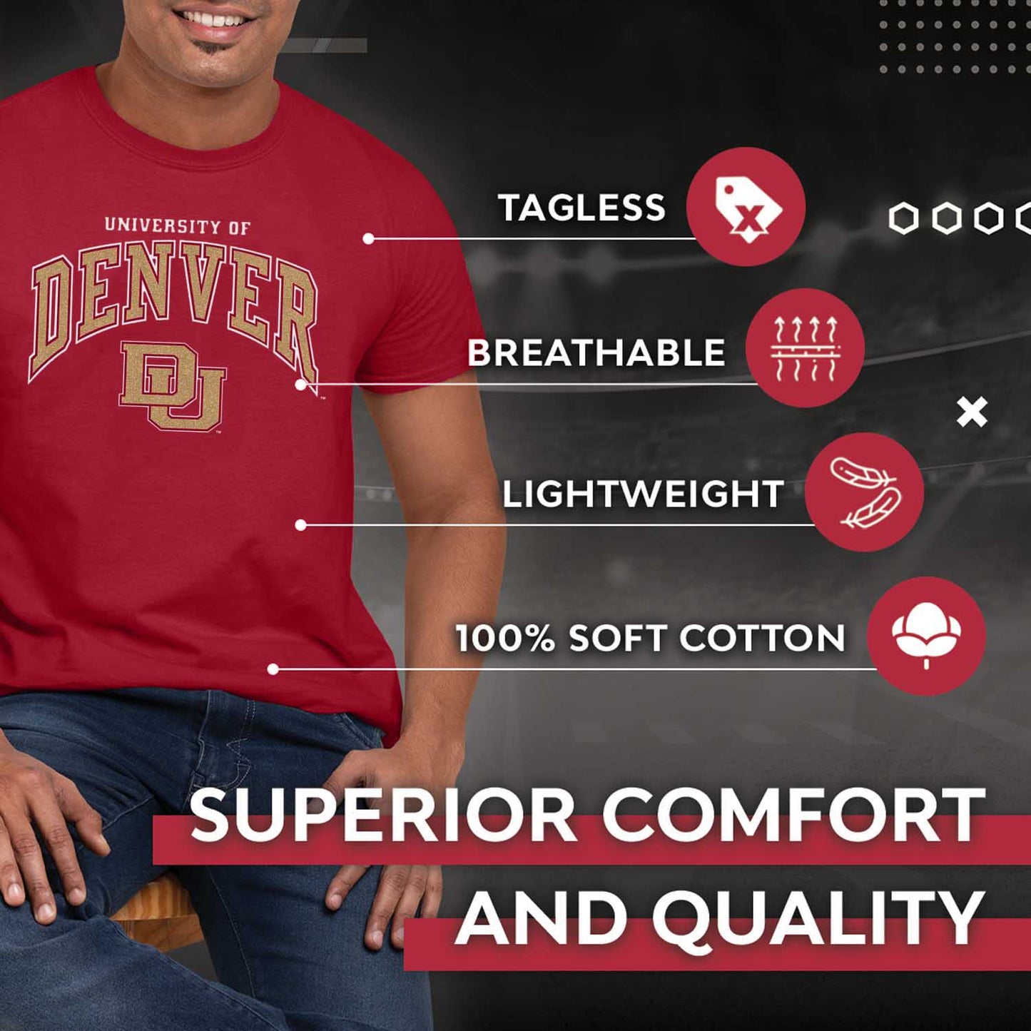 Denver Pioneers Arch and Logo T-Shirt - Maroon