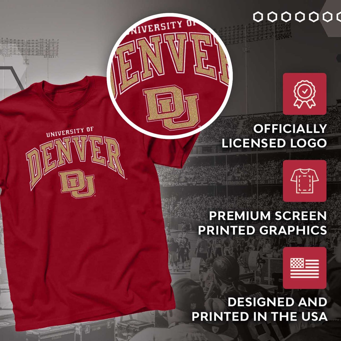 Denver Pioneers Arch and Logo T-Shirt - Maroon