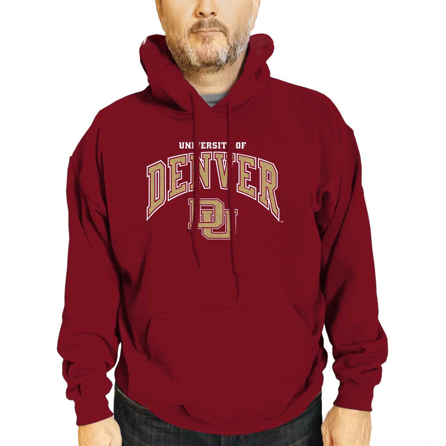 Denver Pioneers Adult Arch & Logo Soft Style Gameday Hooded Sweatshirt - Maroon