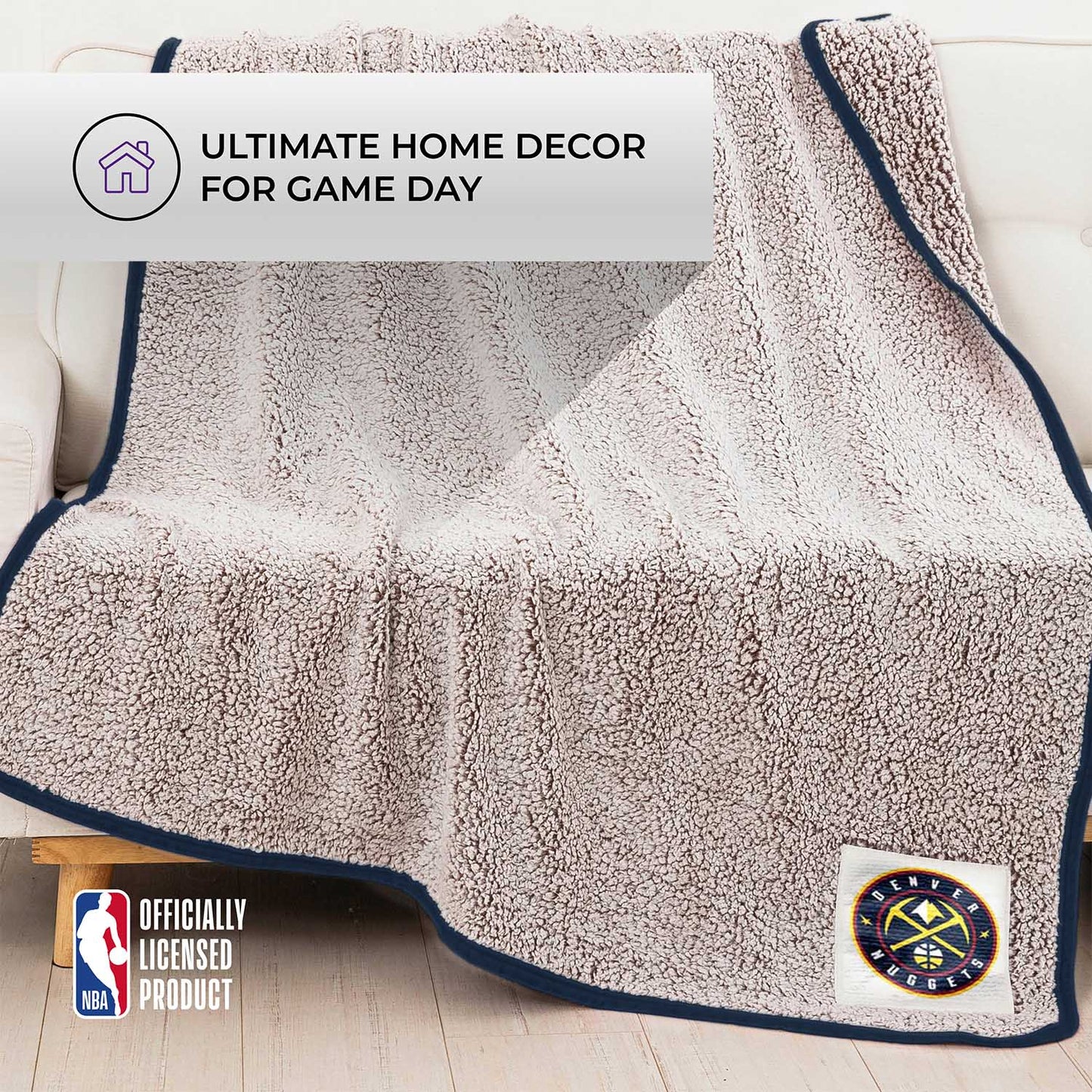 Denver Nuggets NBA Silk Touch Sherpa Throw Blanket - Blue