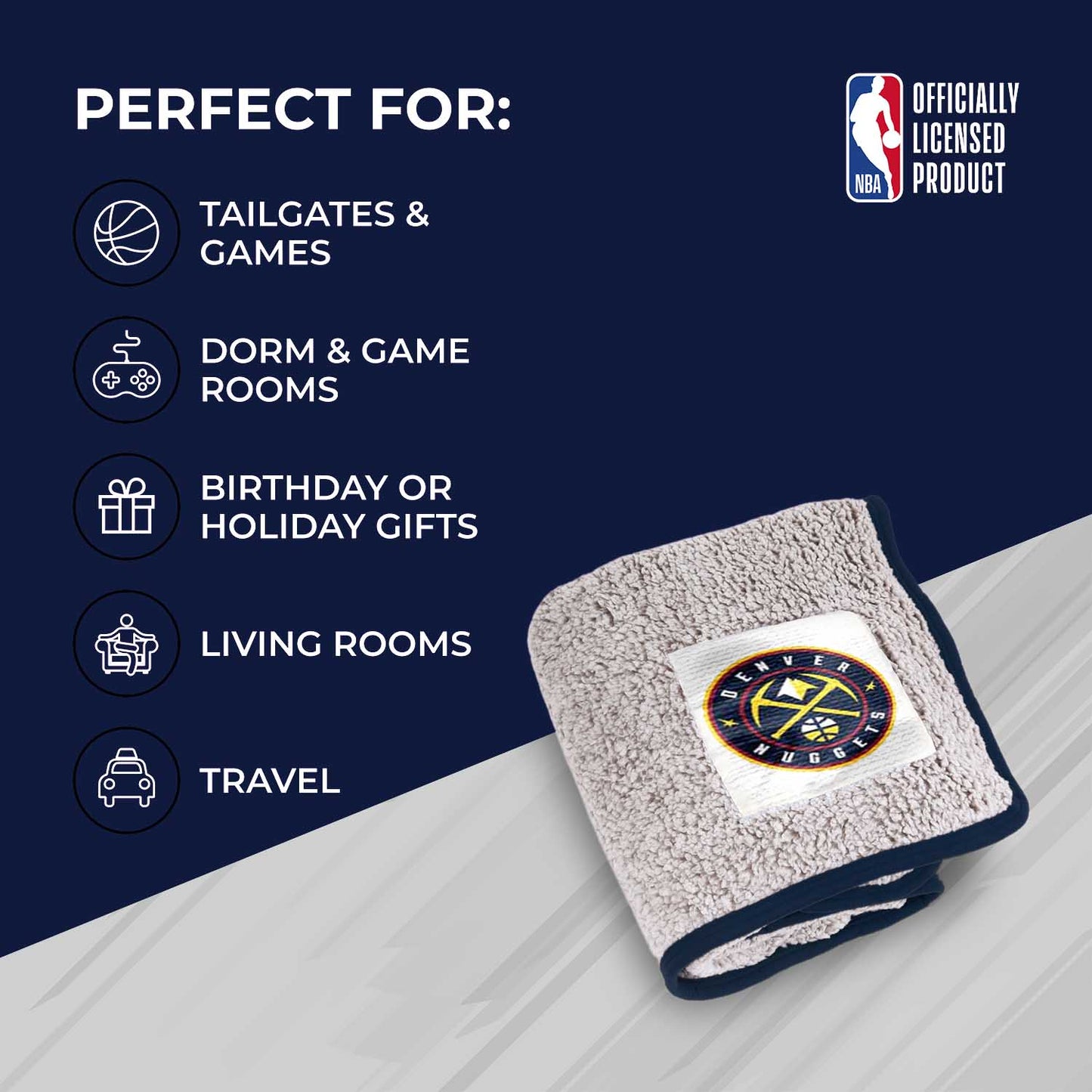 Denver Nuggets NBA Silk Touch Sherpa Throw Blanket - Blue