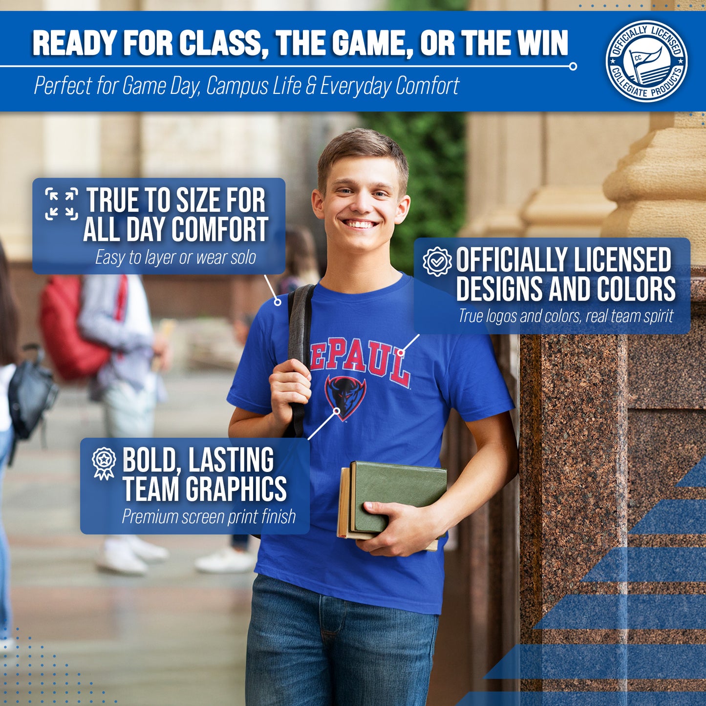 DePaul Blue Demons NCAA Adult Gameday Cotton T-Shirt - Royal