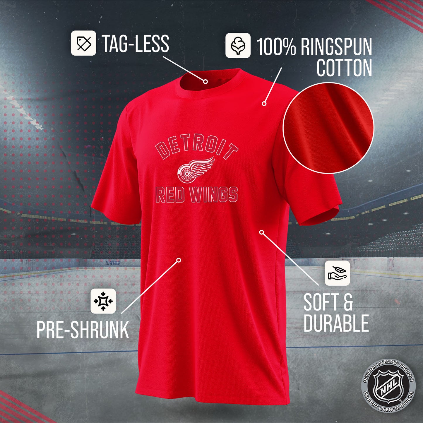Detroit Red Wings NHL Adult Game Day Unisex T-Shirt - Red