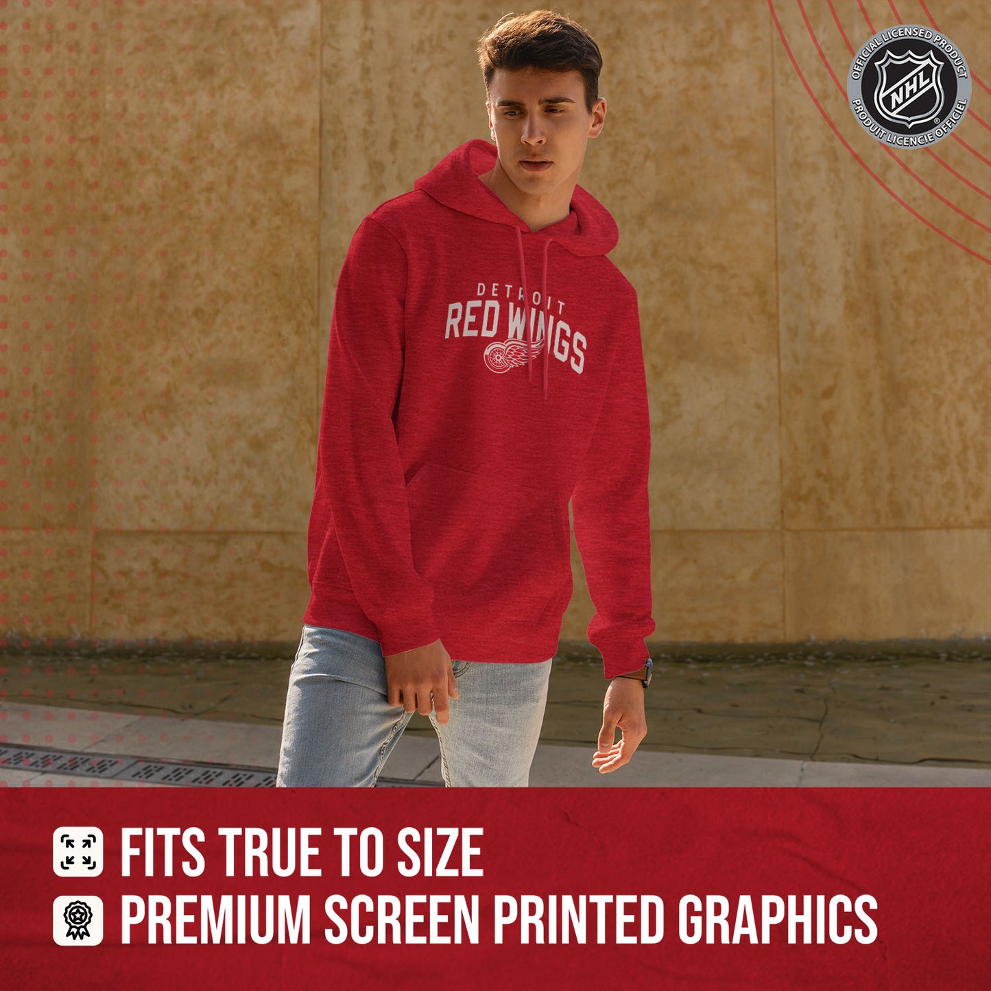 Detroit Red Wings NHL Adult Unisex Powerplay Hooded Sweatshirt - Red