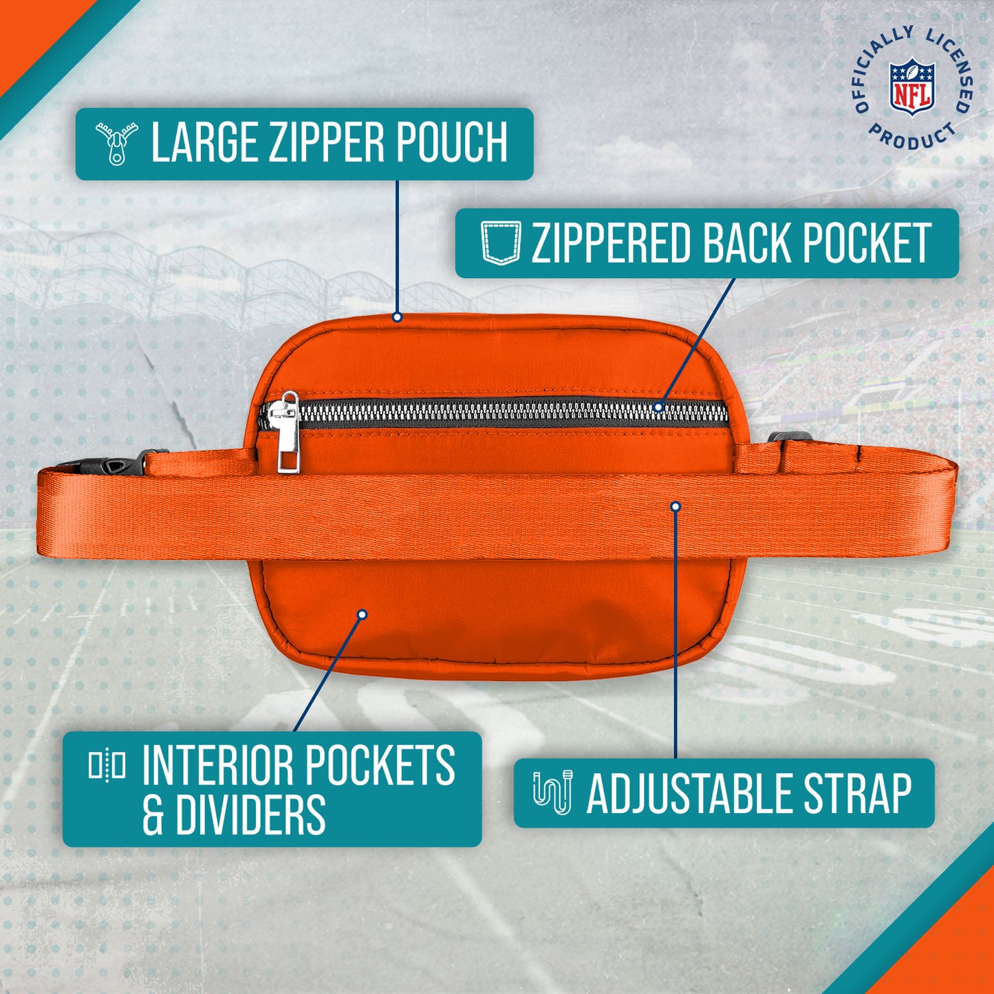 Miami Dolphins NFL Gameday On The Move Crossbody Belt Bag - Orange