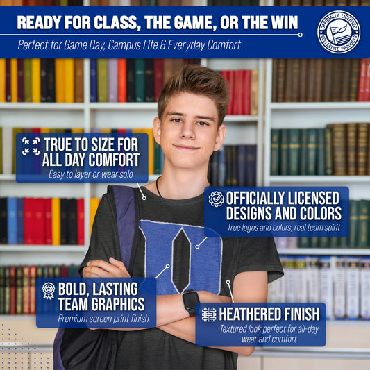 Duke Blue Devils Adult MVP Heathered Cotton Blend T-Shirt - Black Heather