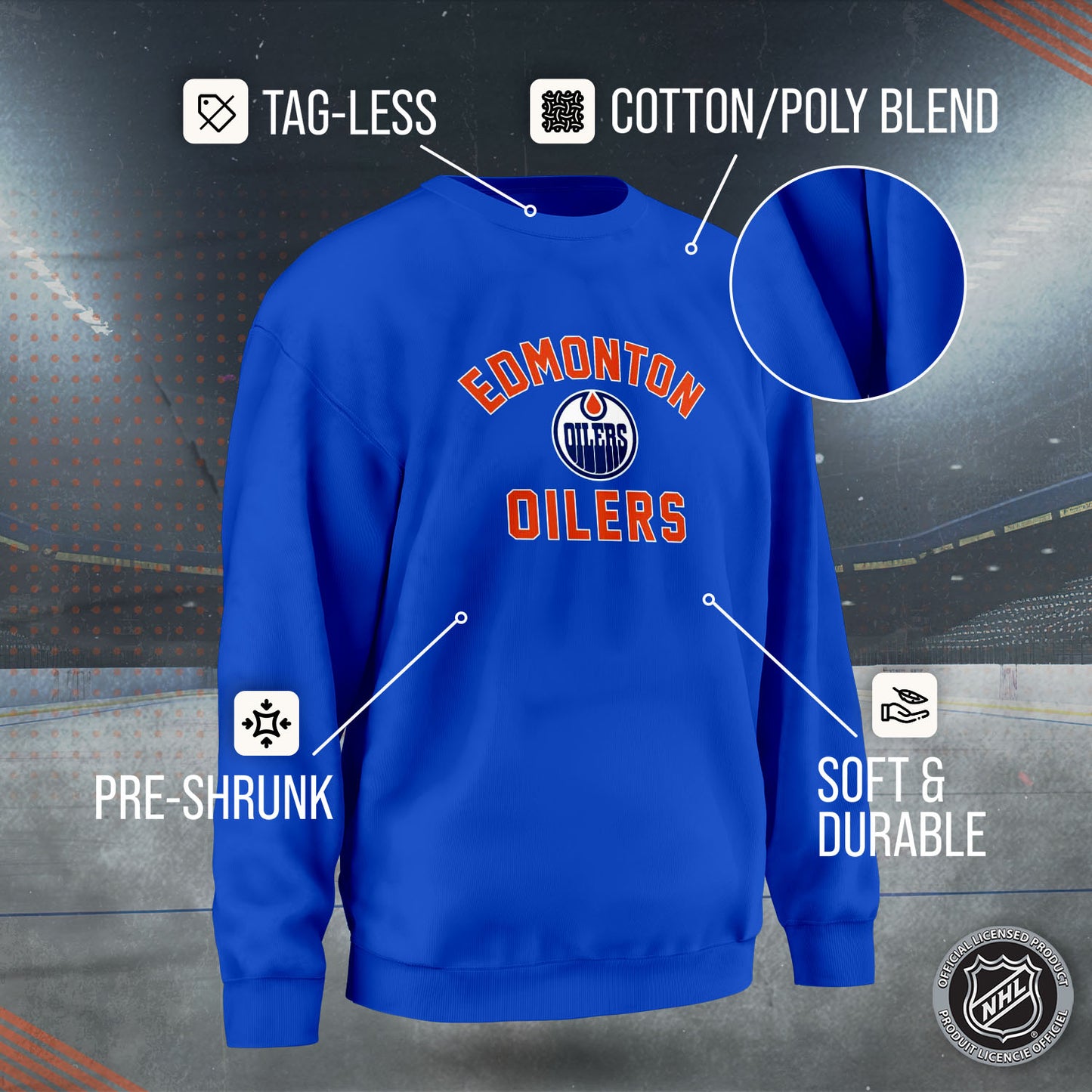 Edmonton Oilers Adult NHL Gameday Crewneck Sweatshirt - Royal