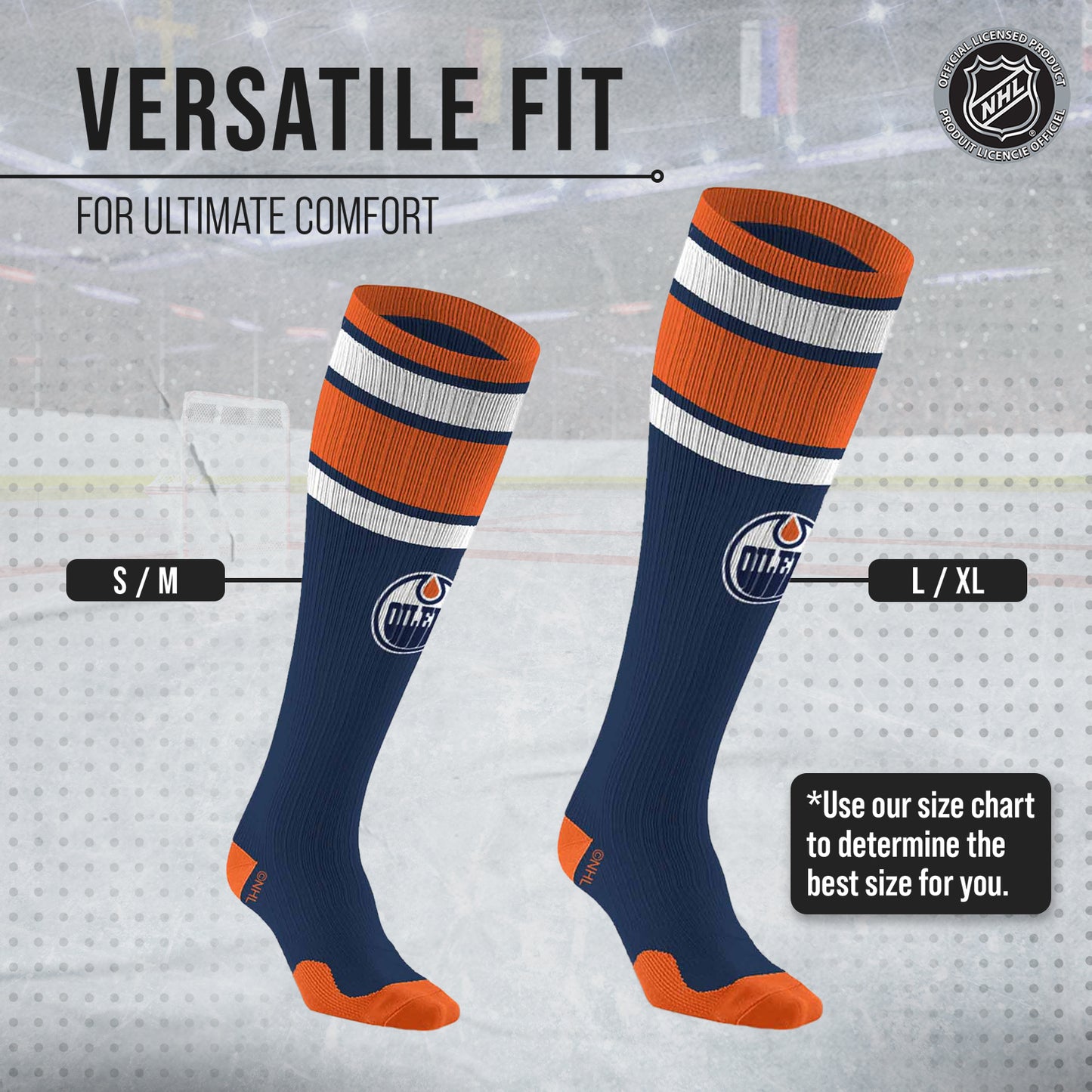Edmonton Oilers NHL Adult Knee High-Performance Socks - Navy