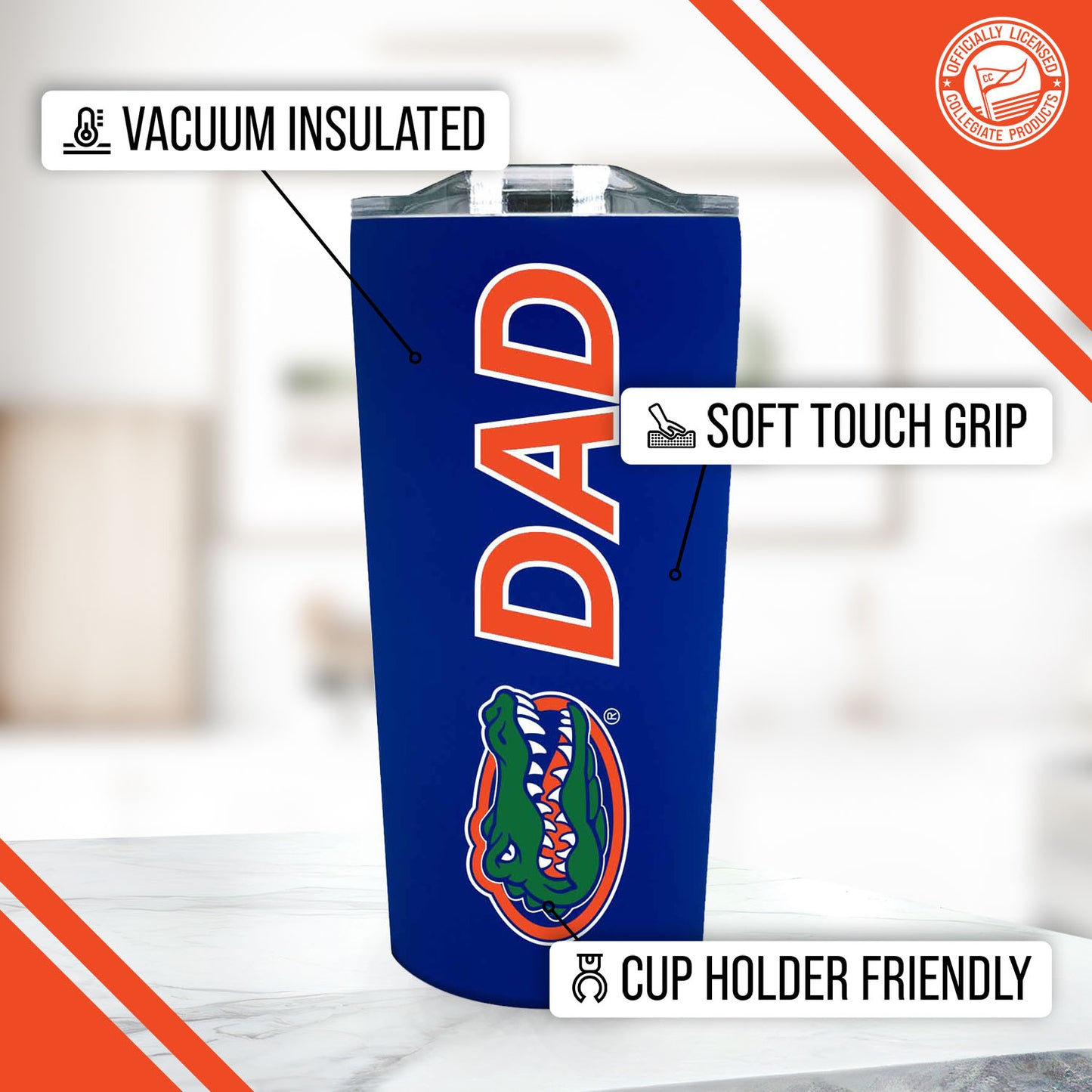 Florida Gators NCAA Stainless Steel Travel Tumbler for Dad - Royal