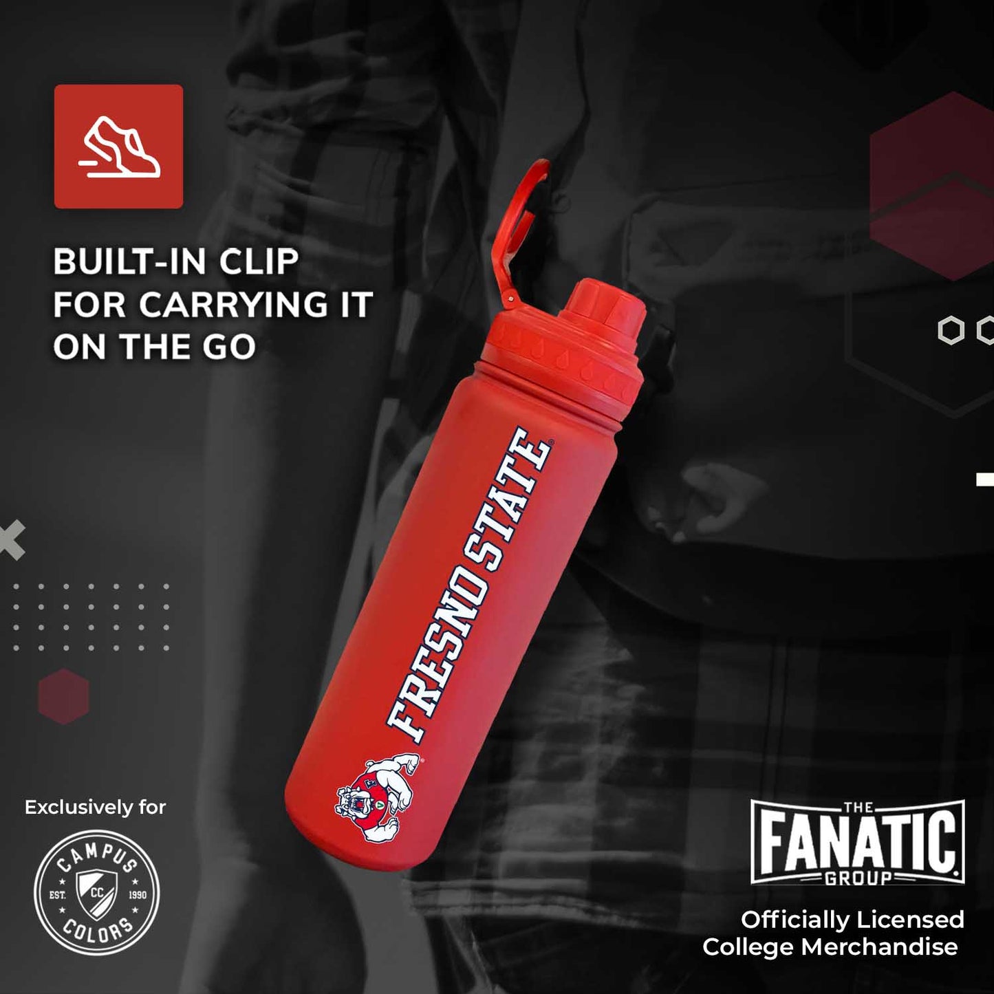 Fresno State Bulldogs NCAA Stainless Steel Water Bottle - Red