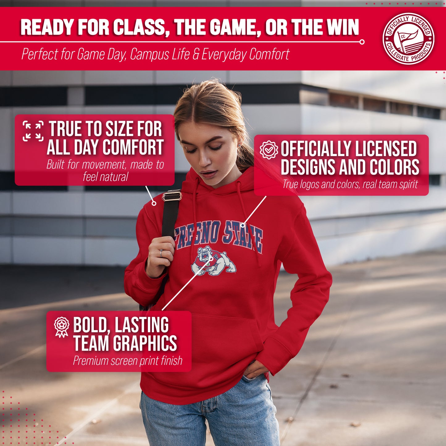 Fresno State Bulldogs Adult Arch & Logo Soft Style Gameday Hooded Sweatshirt - Red