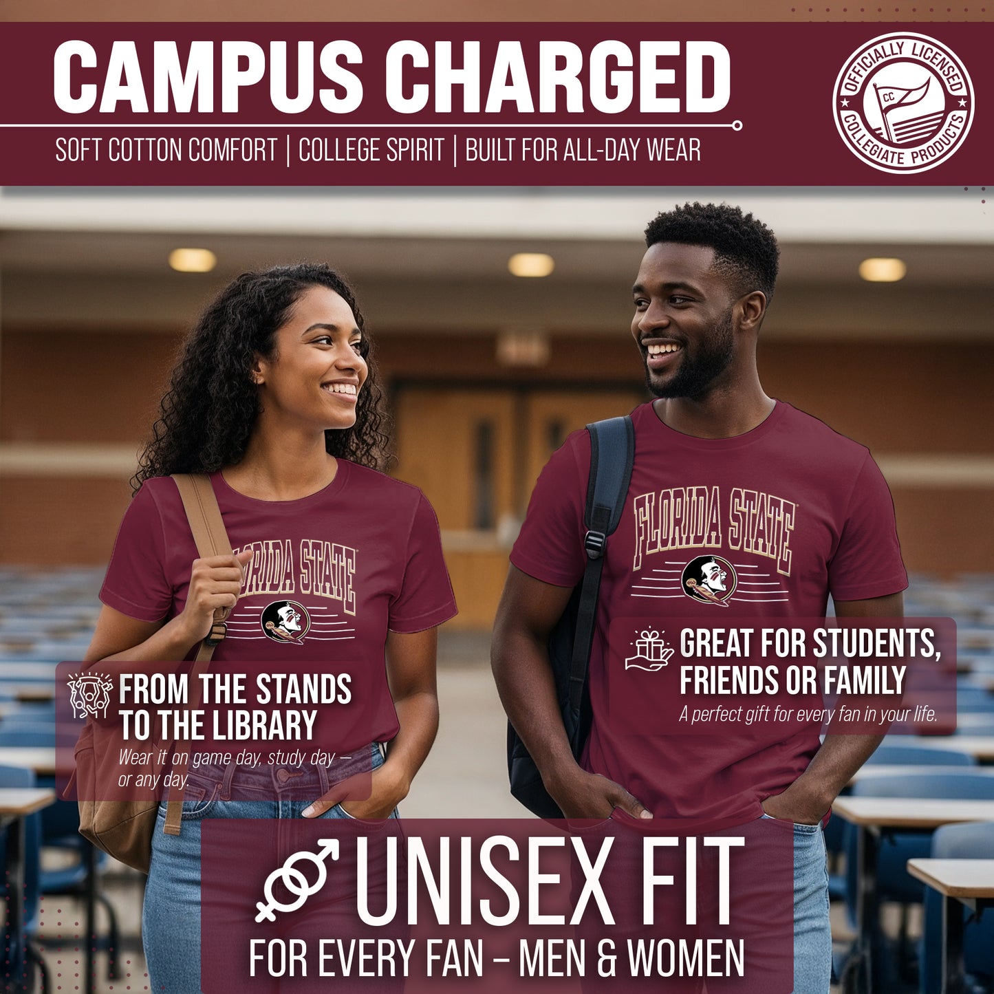 Florida State Seminoles NCAA Adult Unisex Overtime Classics T-Shirt - Garnet
