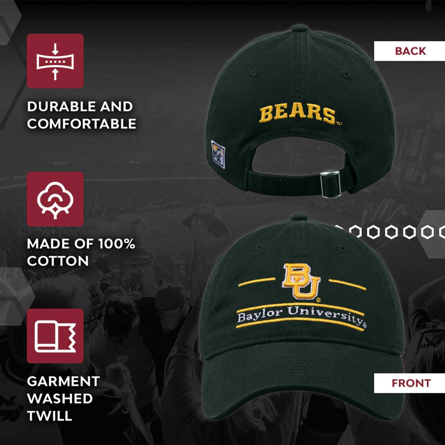 Baylor Bears NCAA Adult Bar Hat - Green