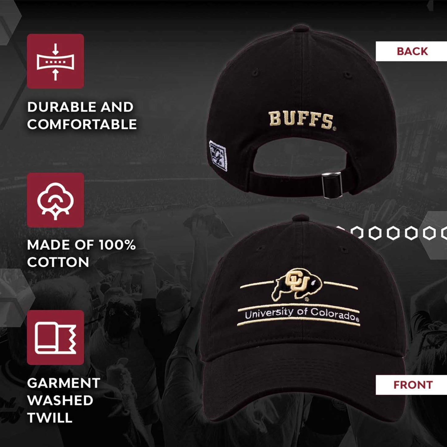 Colorado Buffaloes NCAA Adult Bar Hat - Black