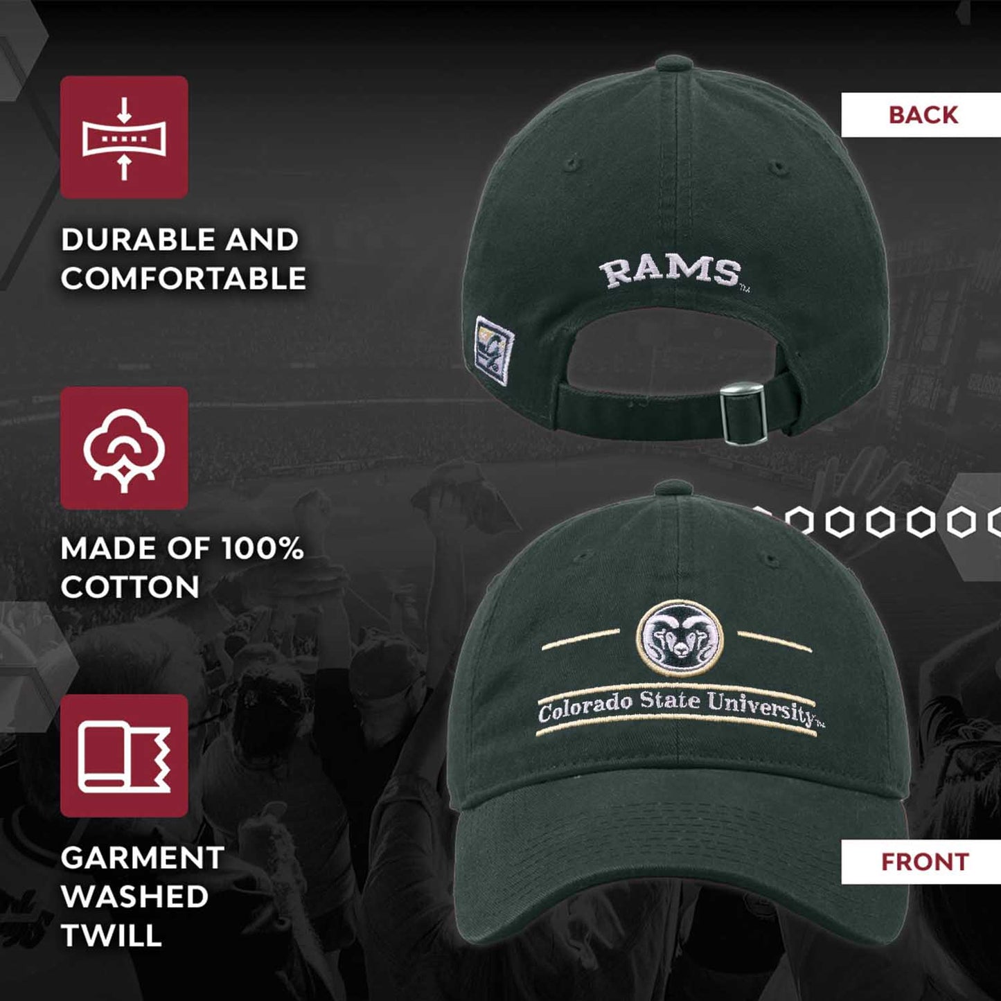 Colorado State Rams NCAA Adult Bar Hat - Green