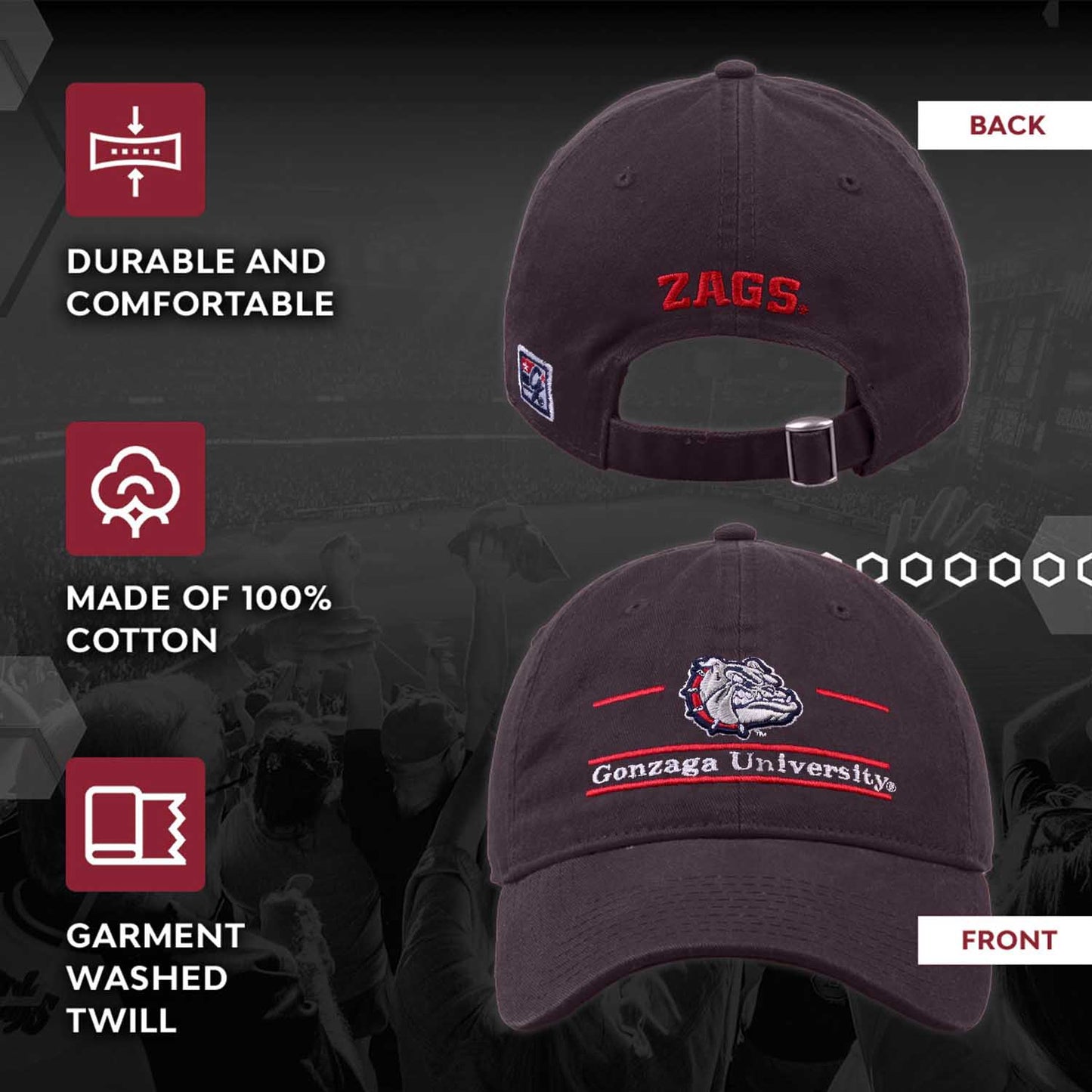Gonzaga Bulldogs NCAA Adult Bar Hat - Navy