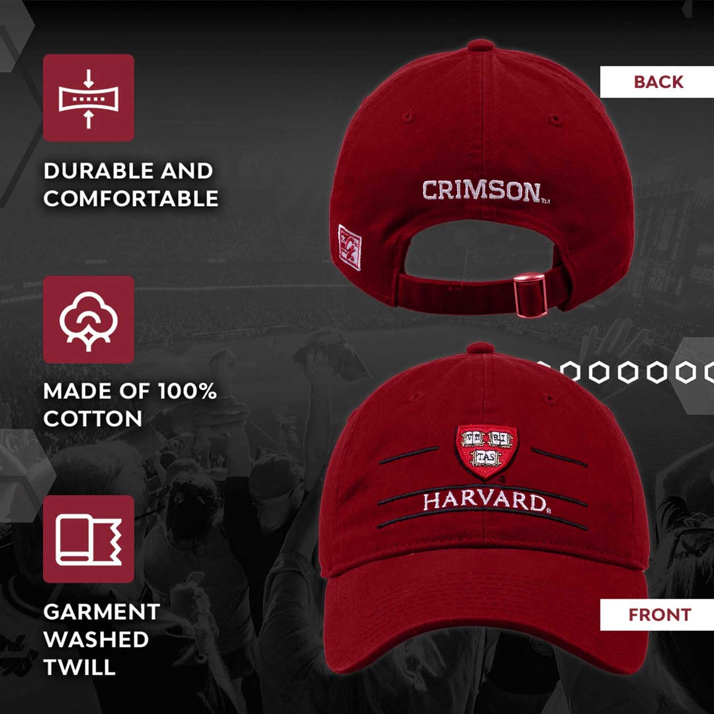Harvard Crimson NCAA Adult Bar Hat - Cardinal