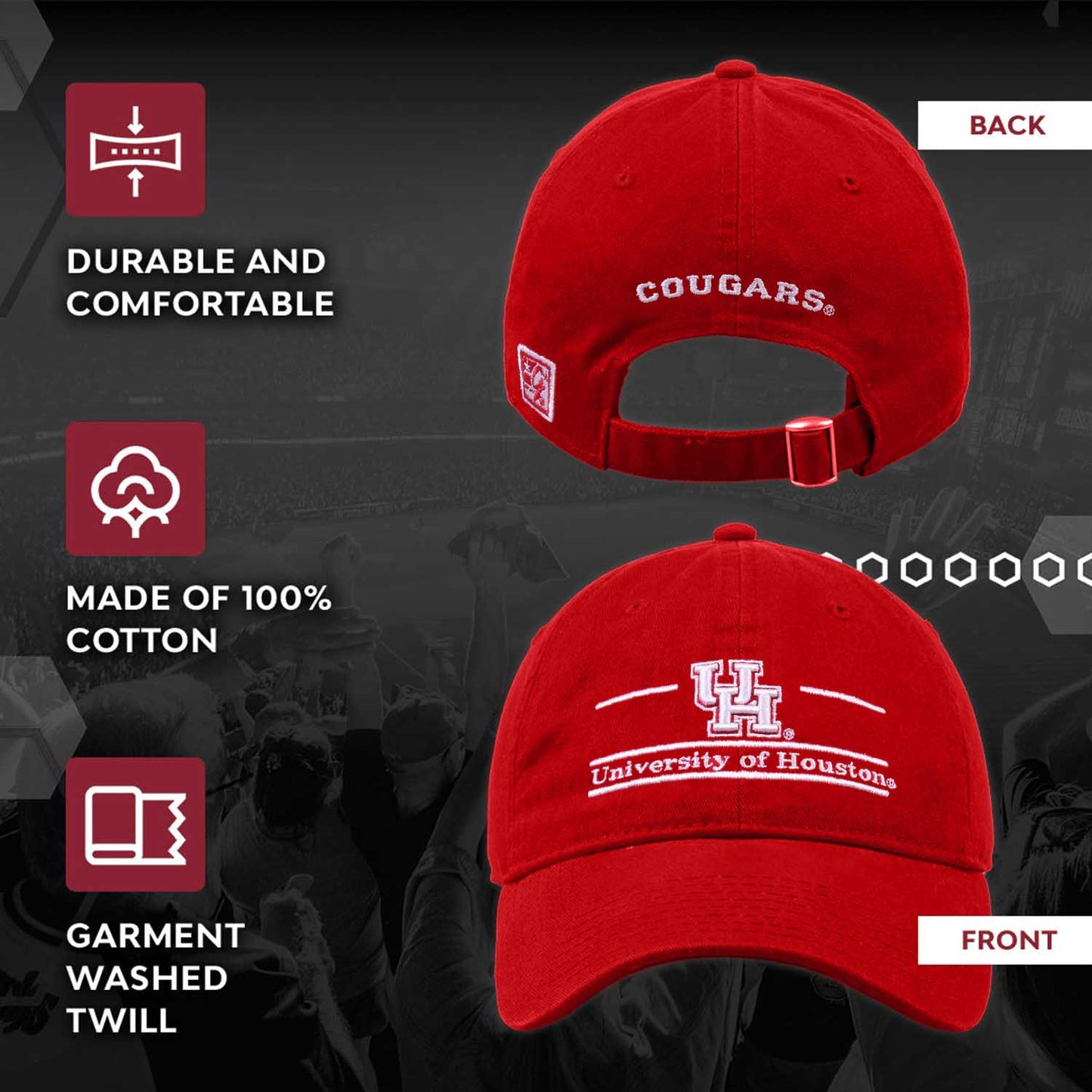 Houston Cougars NCAA Adult Bar Hat - Red